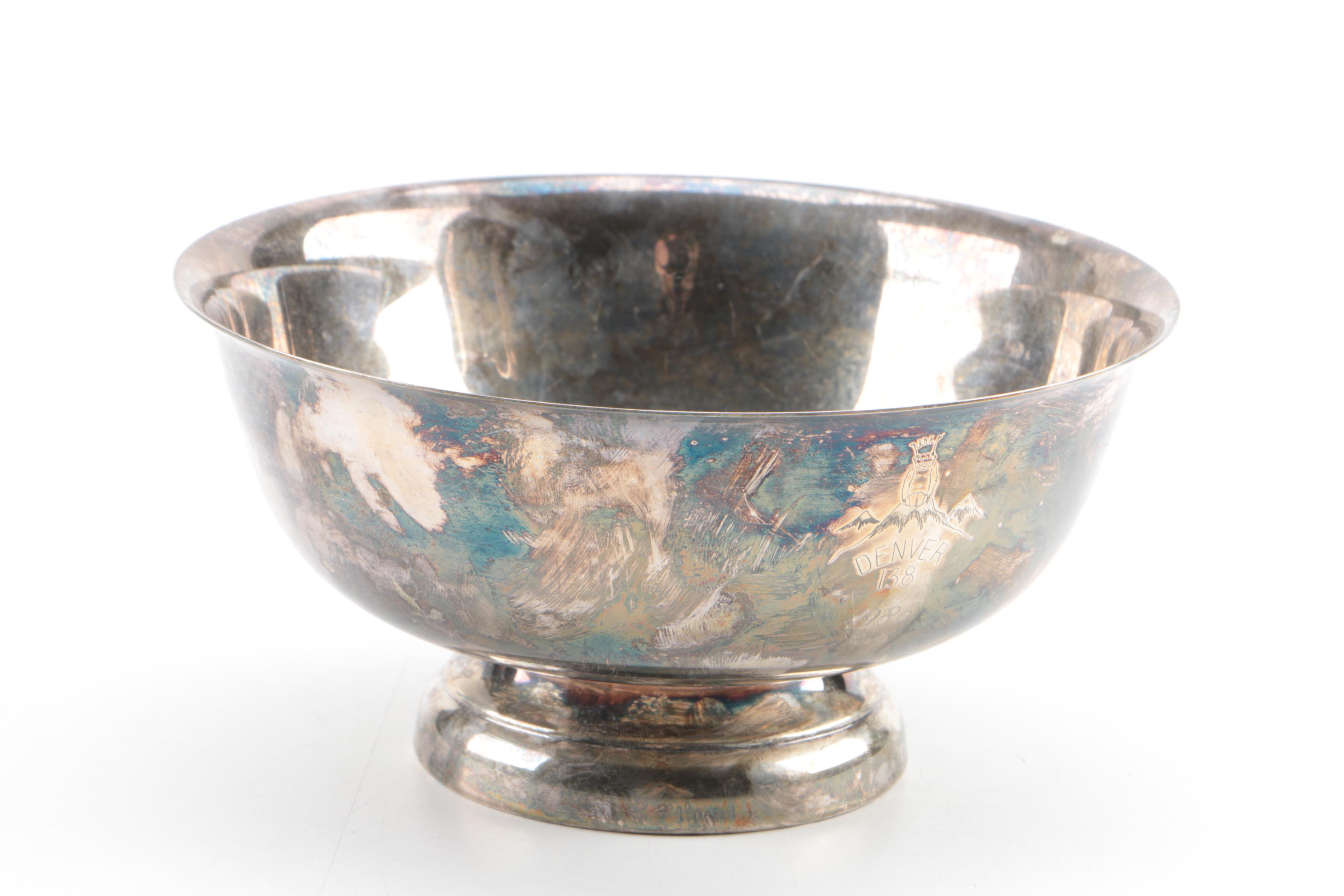 1847 Rogers Bros "Remembrance" Silver Plate Pitcher and Sheridan Bowl