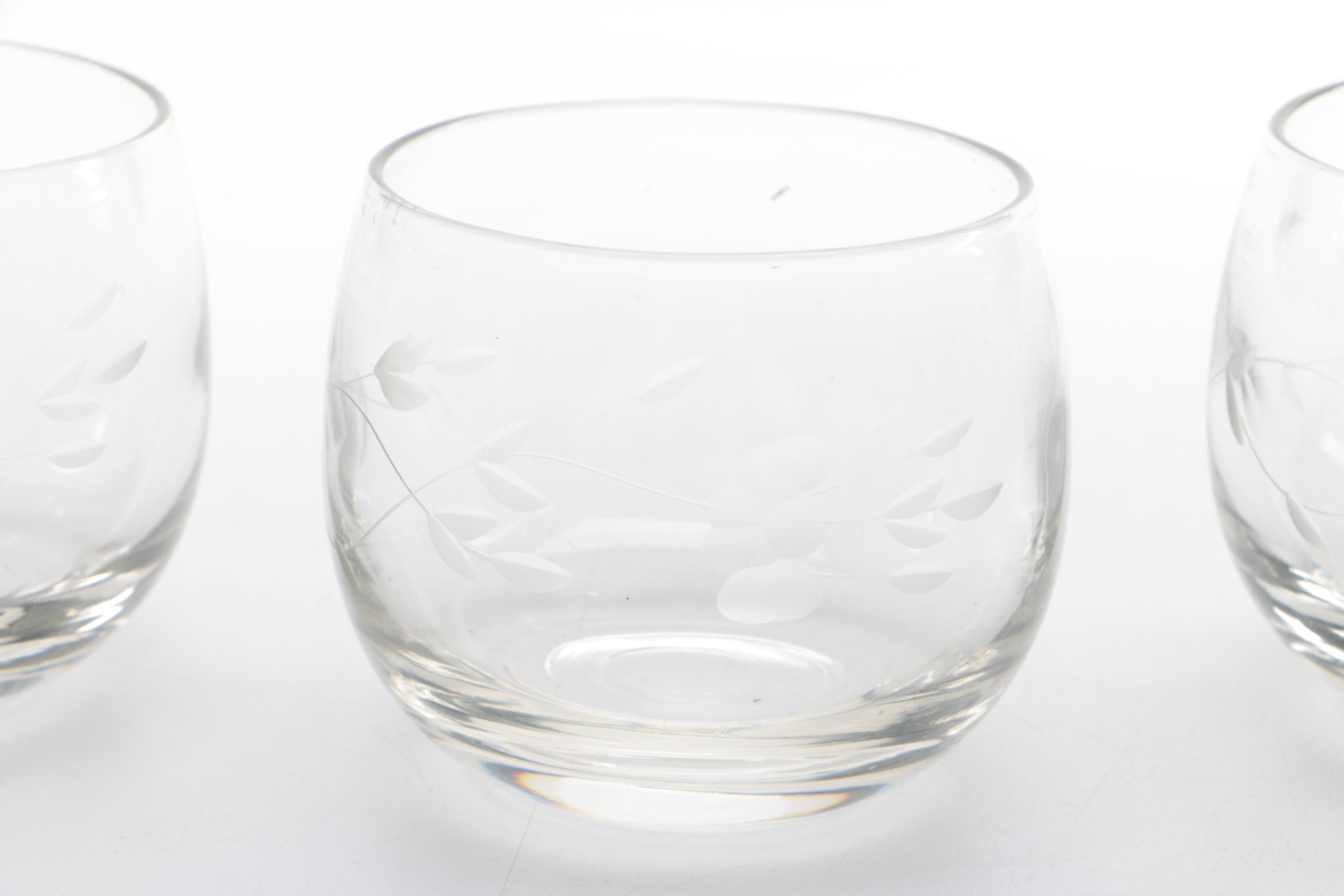 Etched Floral Glassware