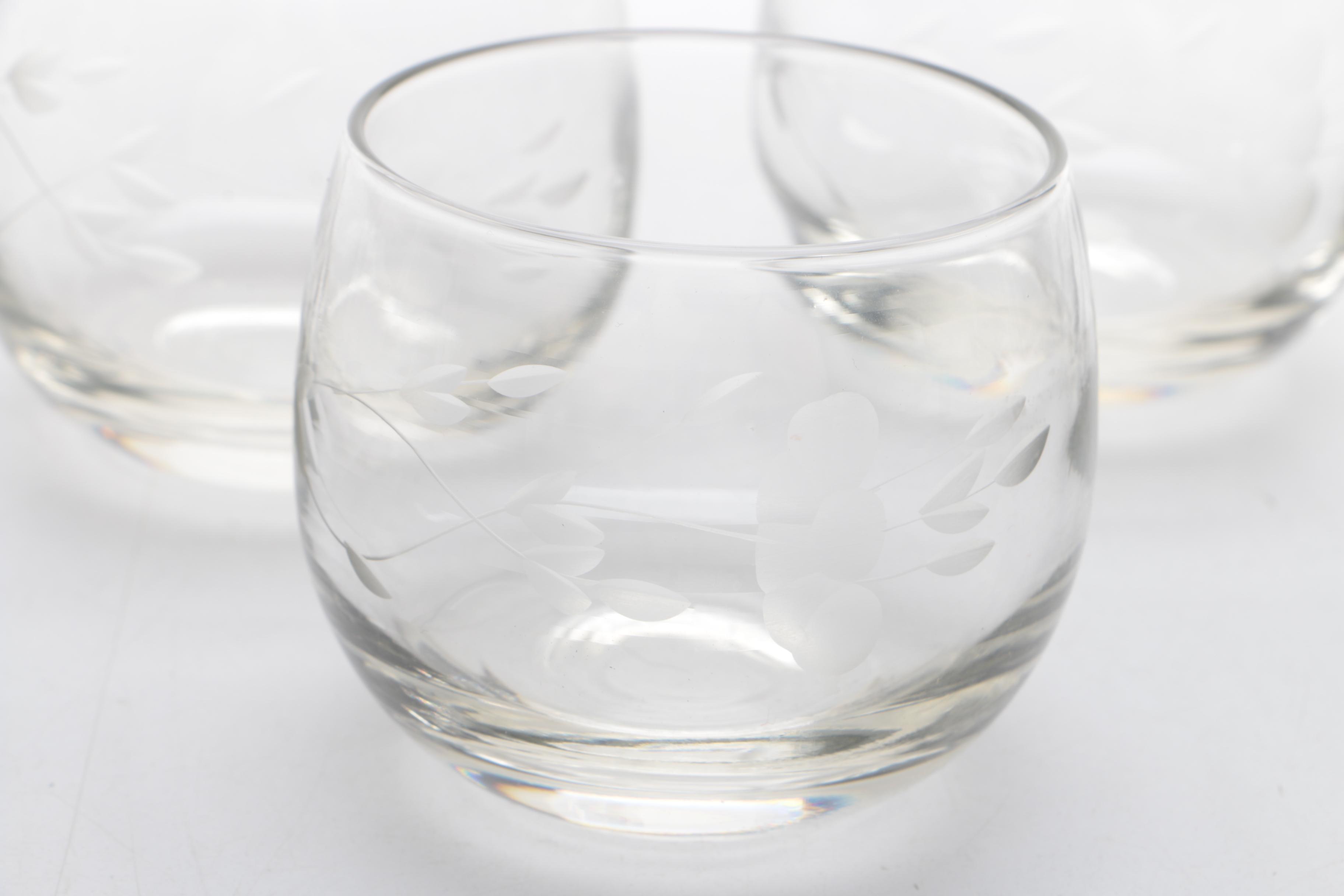 Etched Floral Glassware