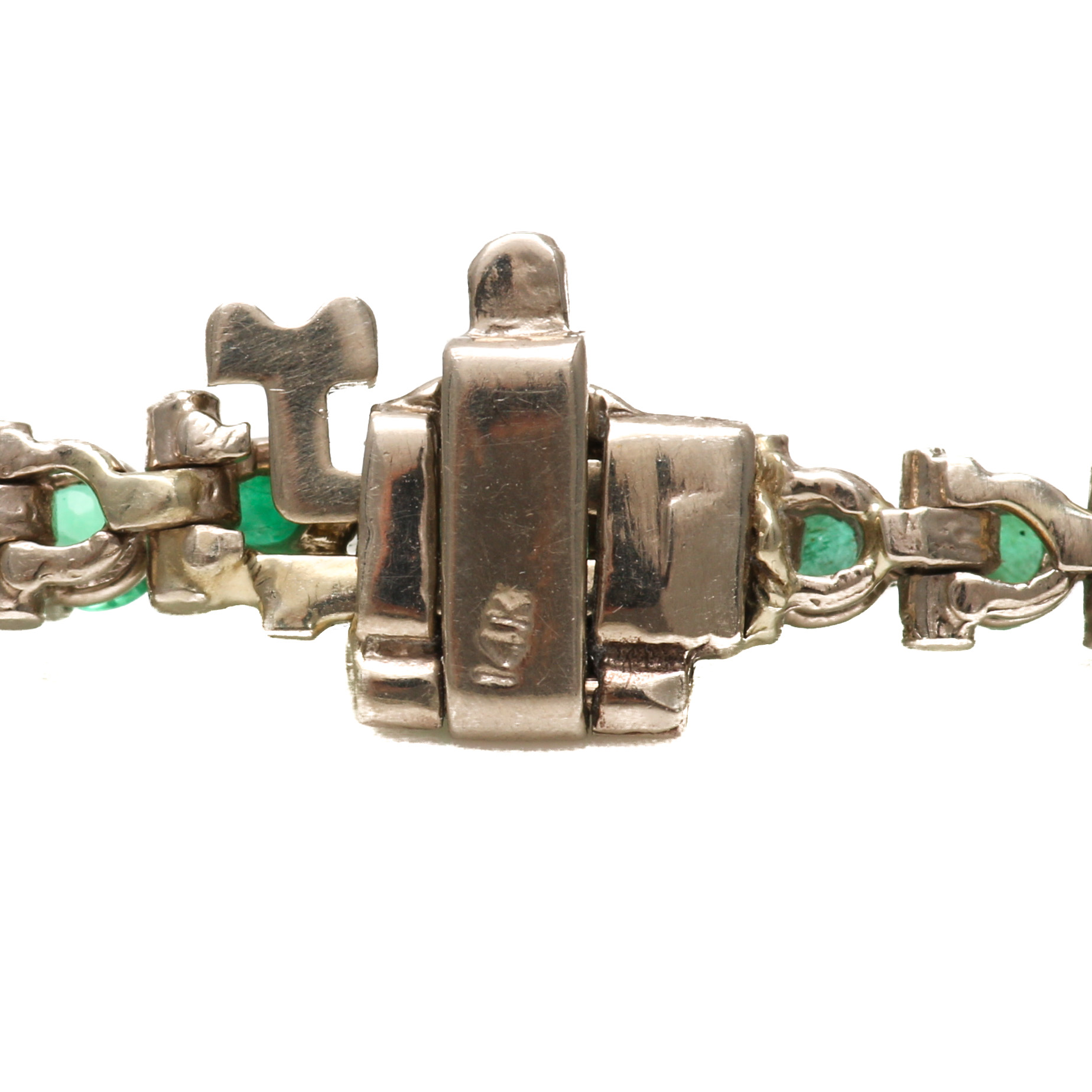 14K Yellow Gold Emerald and Chalcedony Tennis Bracelet