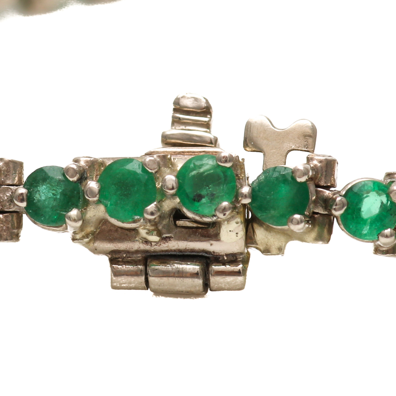 14K Yellow Gold Emerald and Chalcedony Tennis Bracelet