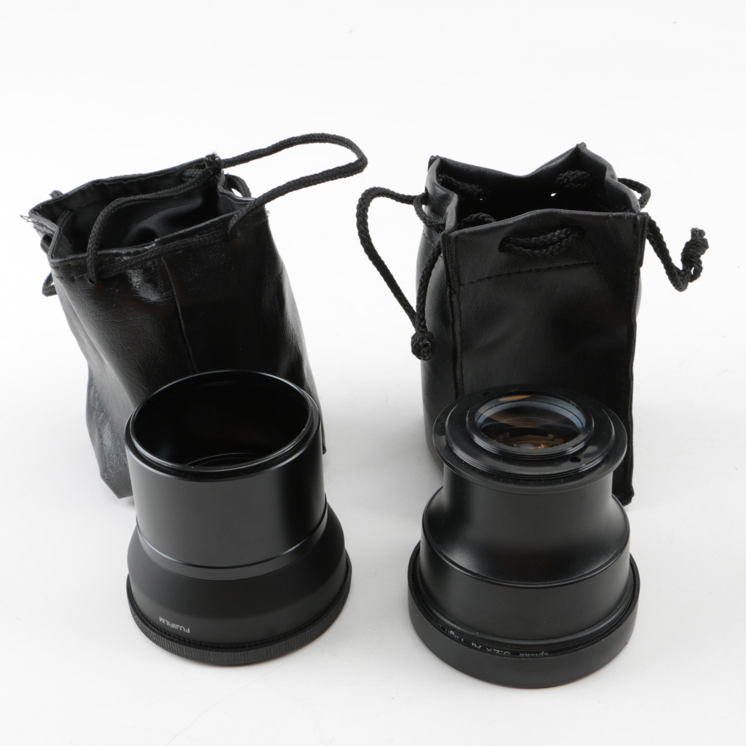 Fujifilm Wide Conversion and Opteka Telephoto Camera Lenses with Pouches