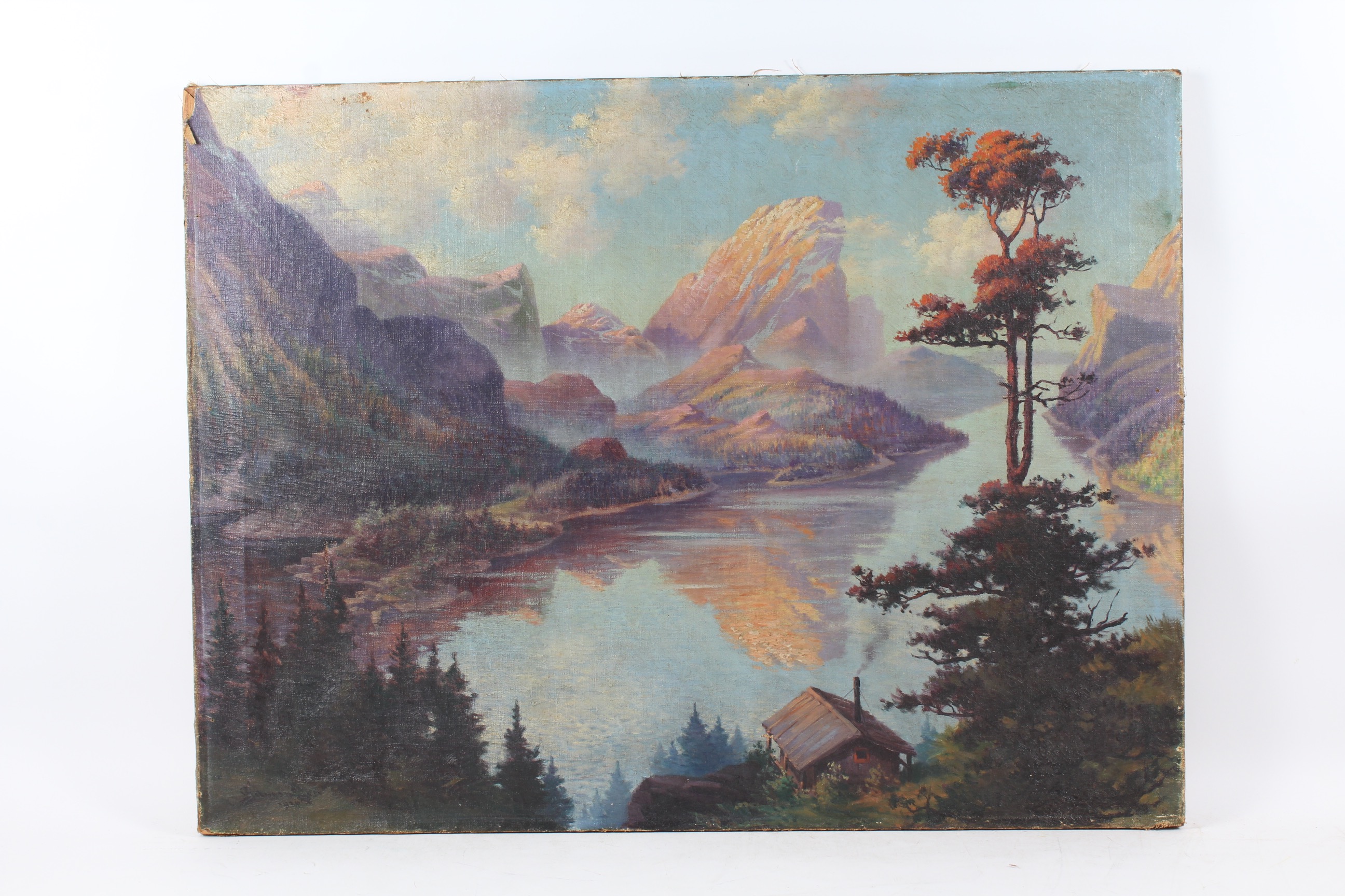 Original Vintage Gilman Low Oil on Canvas Landscape