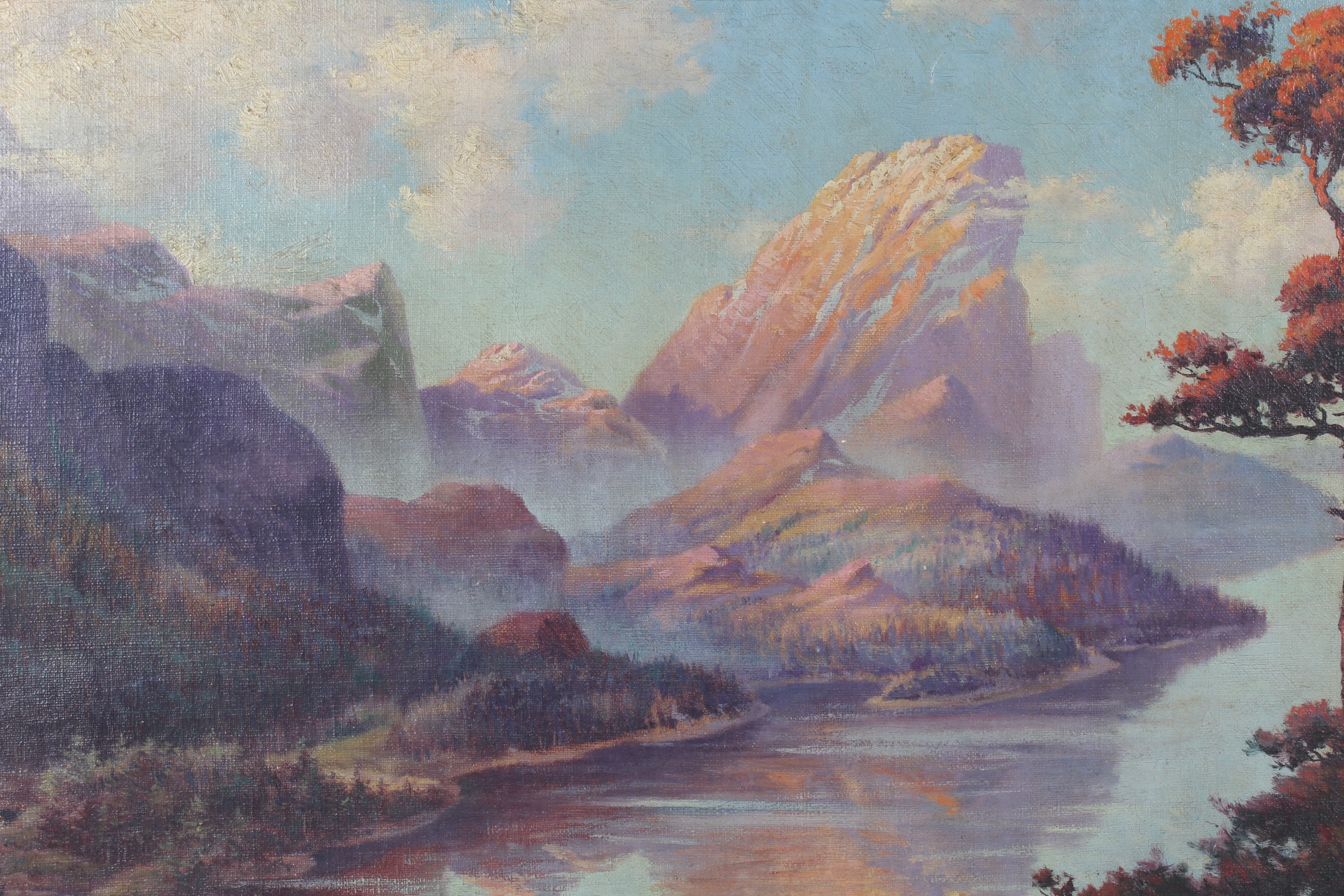 Original Vintage Gilman Low Oil on Canvas Landscape