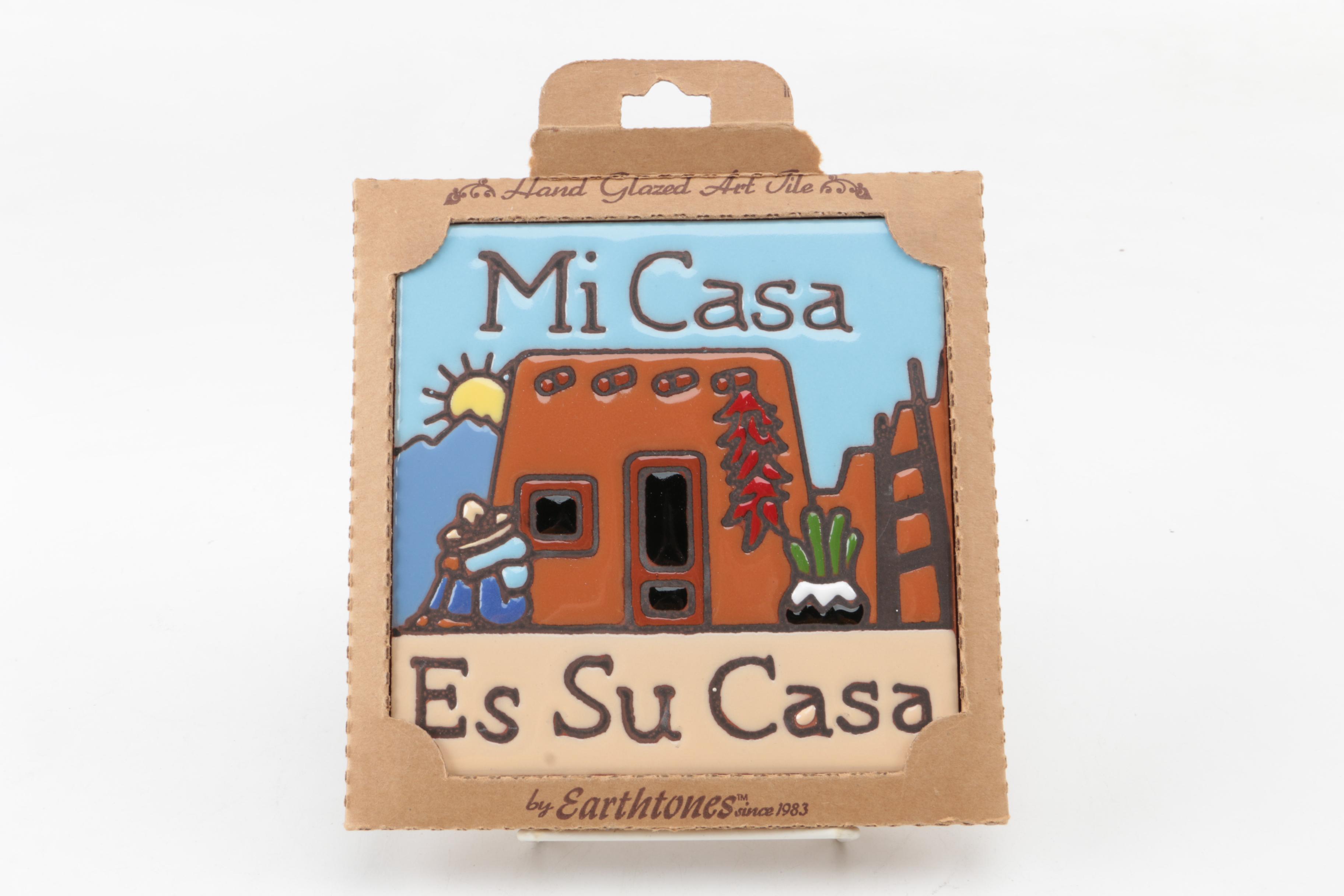 Hand Glazed Mexican Art Tiles and Talavera Style Cat Figurines