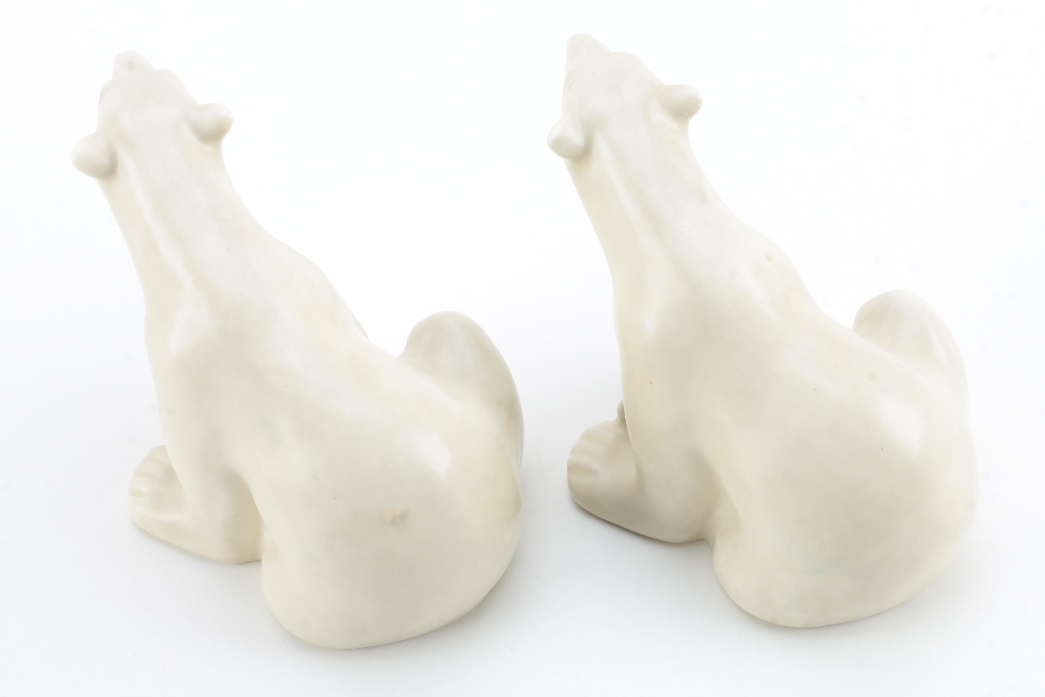 1934 Louise Abel Rookwood Pottery Polar Bear Bookends