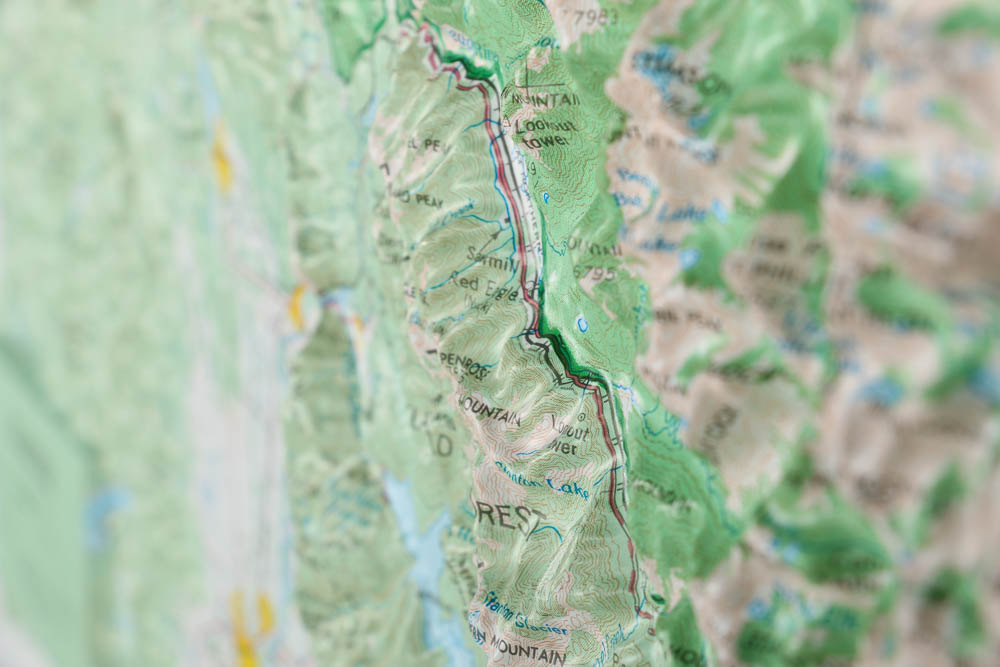 Embossed Offset Lithograph Map of Flathead National Forest Glacier