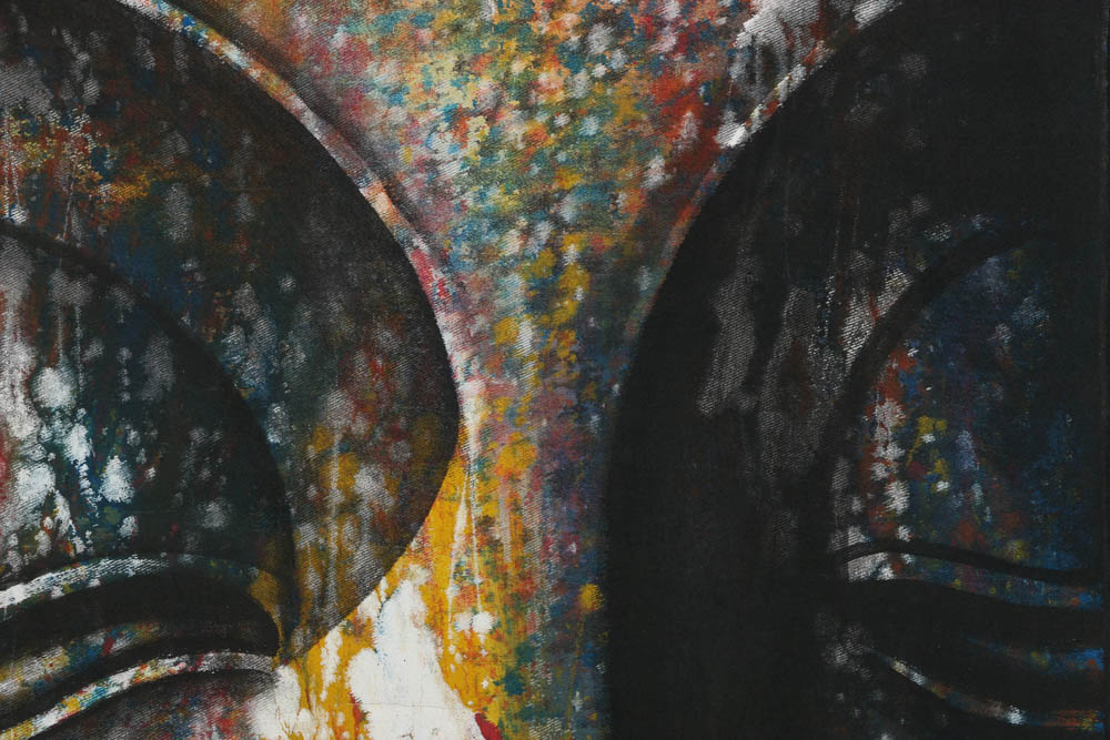 Contemporary Southeast Asian Acrylic Painting on Unstretched Canvas of Buddha