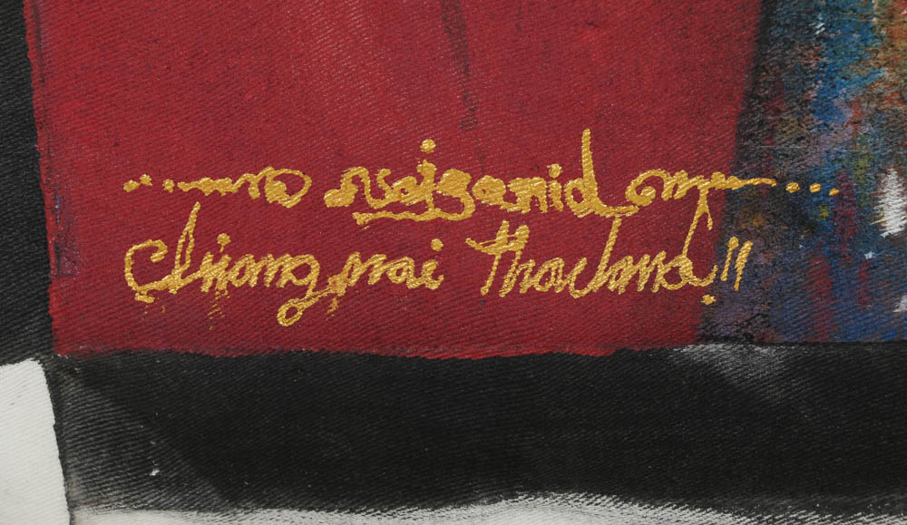 Contemporary Southeast Asian Acrylic Painting on Unstretched Canvas of Buddha