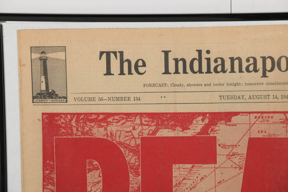 "The Indianapolis Times" Newspaper with Headline "Peace: Japs Surrender"