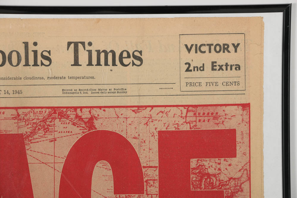"The Indianapolis Times" Newspaper with Headline "Peace: Japs Surrender"