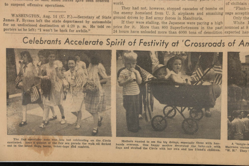 "The Indianapolis Times" Newspaper with Headline "Peace: Japs Surrender"