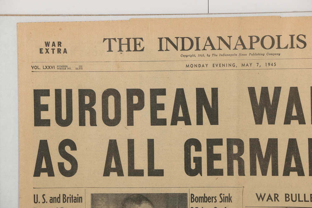 1945 "The Indianapolis News" Newspaper Centering End of WWII