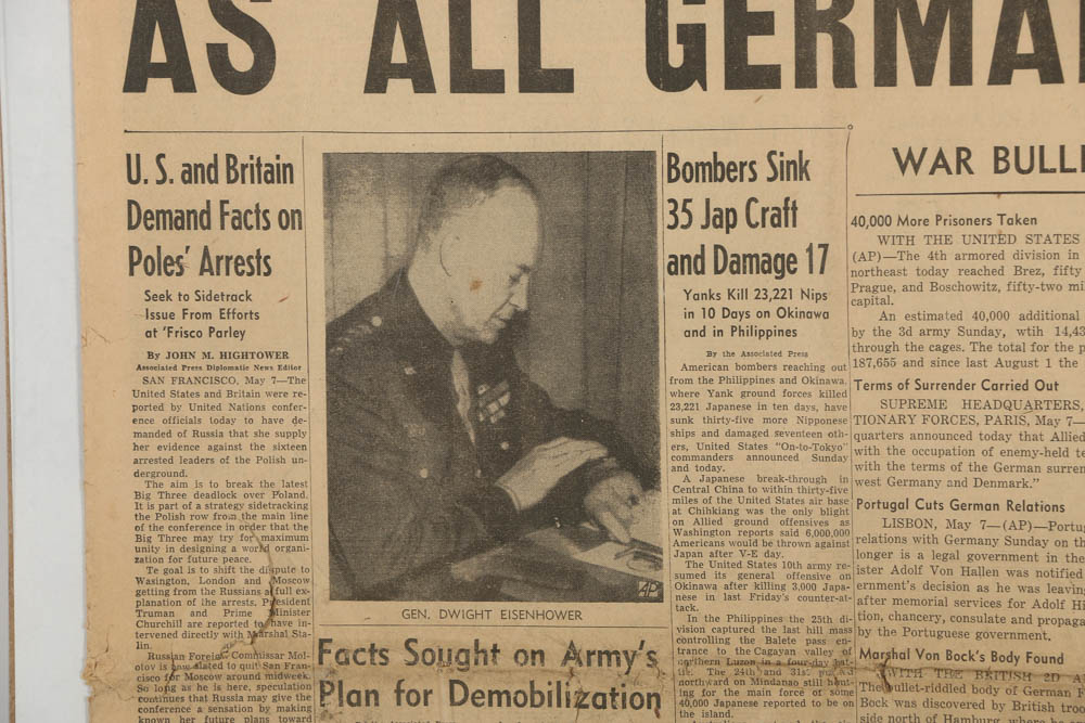1945 "The Indianapolis News" Newspaper Centering End of WWII