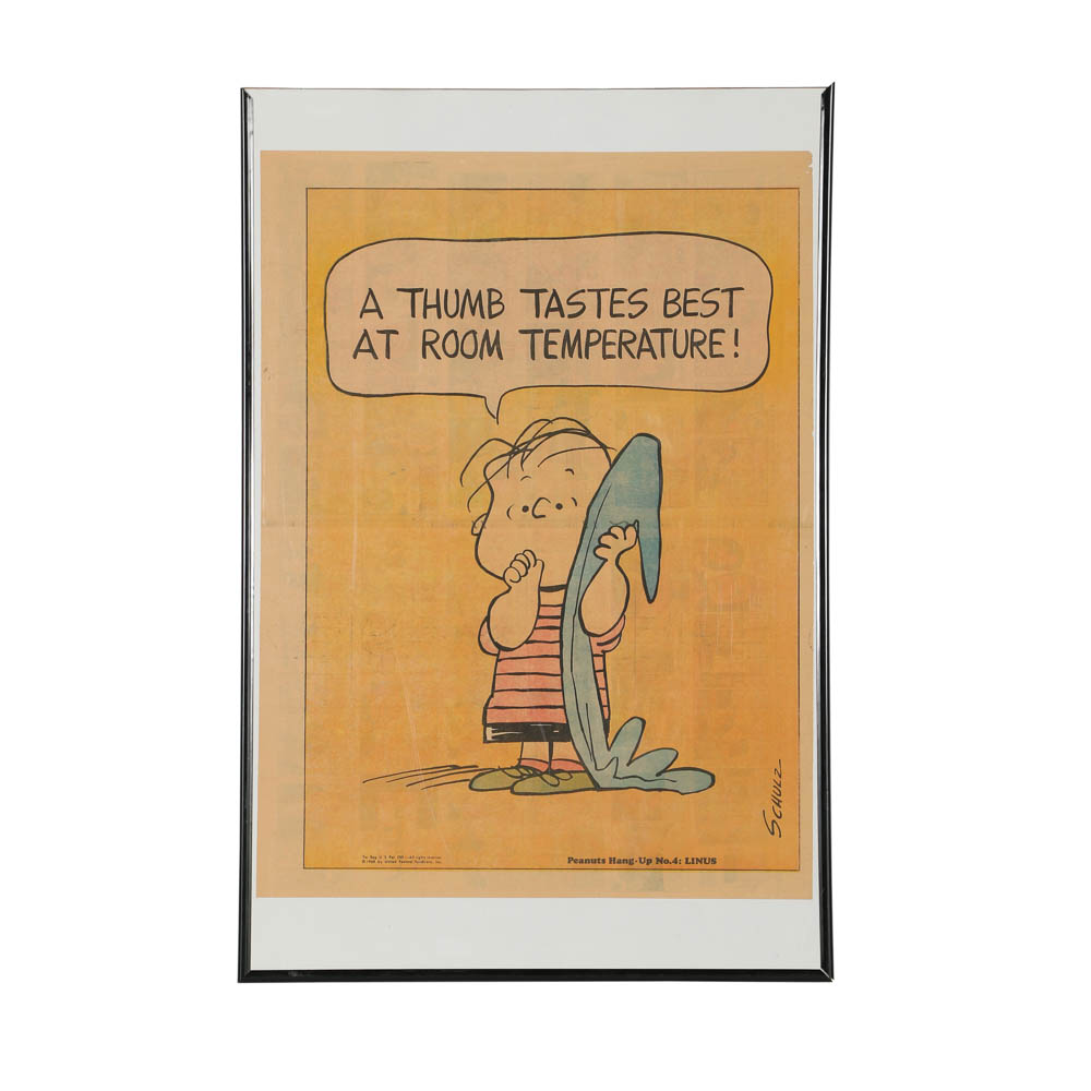 Newspaper Print on Paper "Peanuts Hang- Up No. 4: Linus" After Charles Schulz