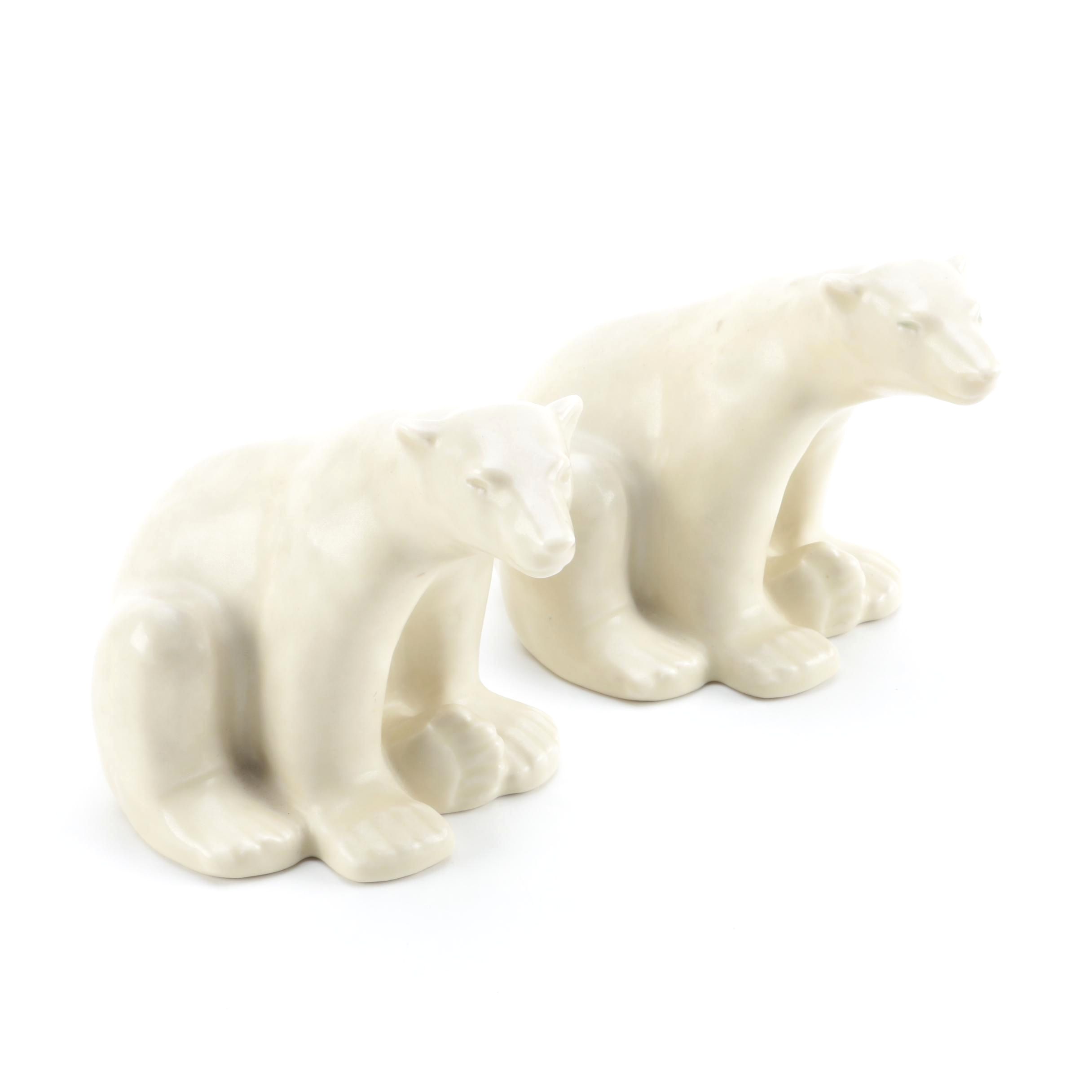 1934 Louise Abel Rookwood Pottery Polar Bear Bookends