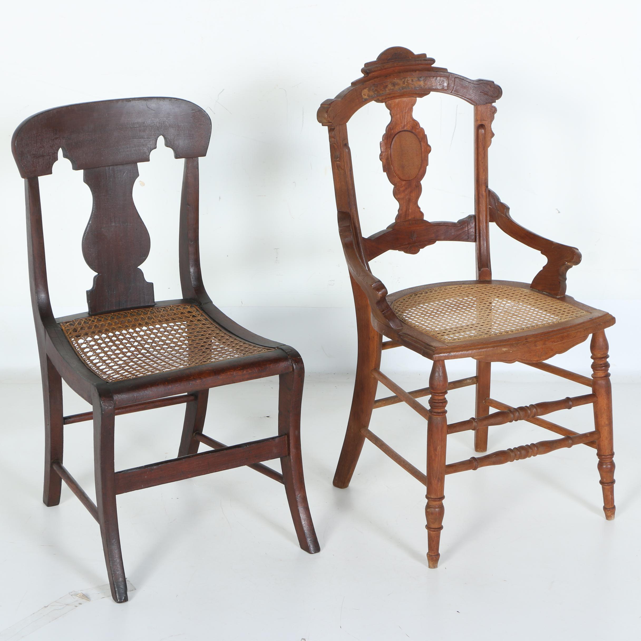 Antique Classical and Victorian Eastlake Side Chairs with Caned Seats