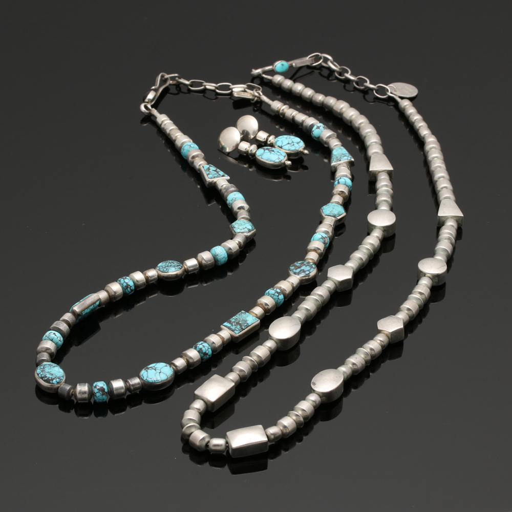 Christin Wolf Sterling Silver Turquoise Earrings and Necklaces