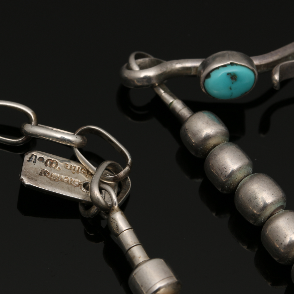 Christin Wolf Sterling Silver Turquoise Earrings and Necklaces