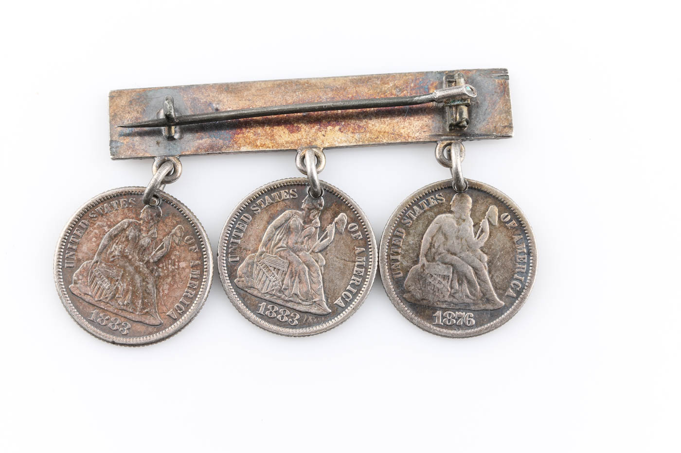 Antique Love Token Pin Made with Silver Seated Liberty Dimes