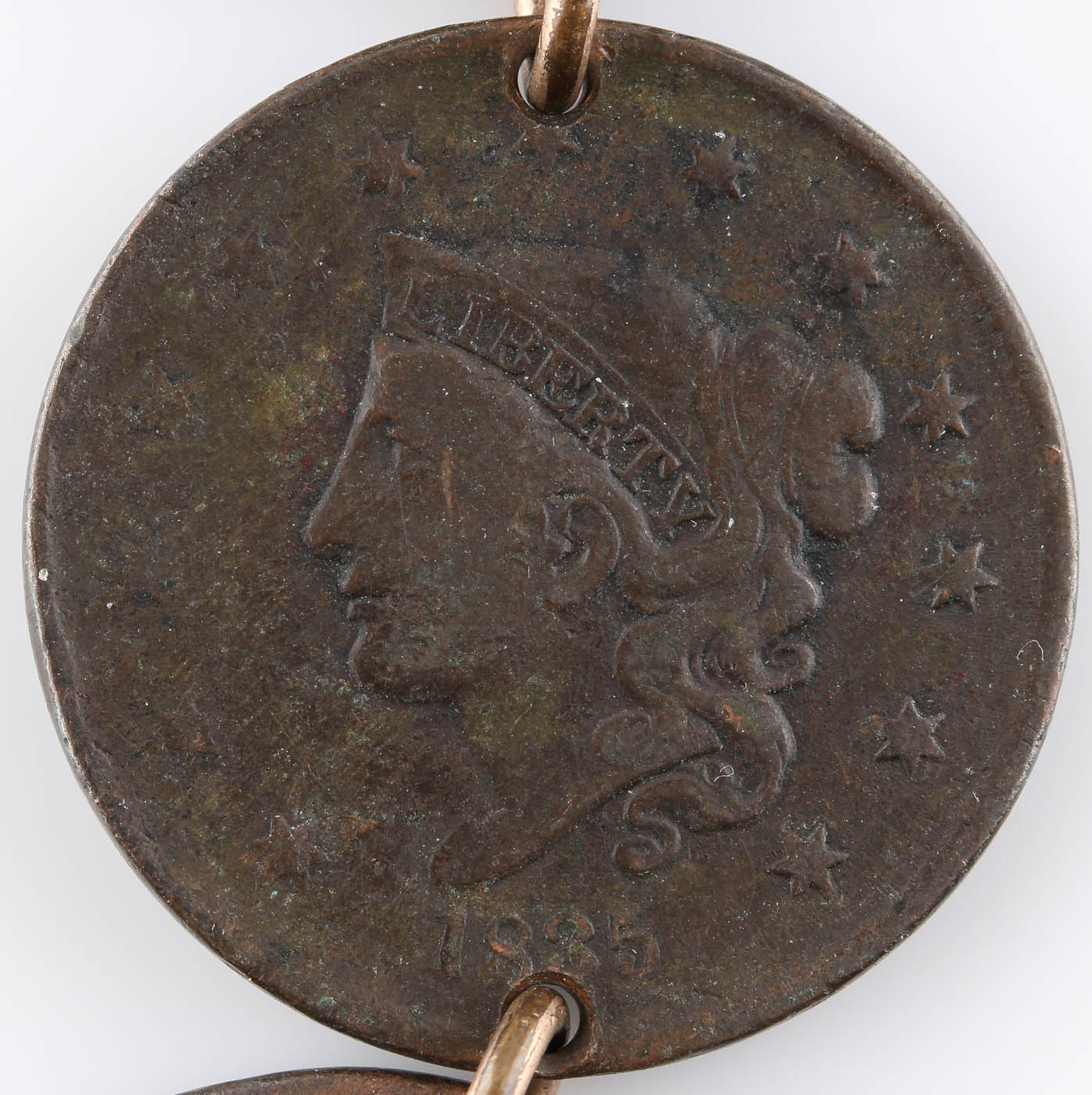 Antique Watch Fob Made from Four American Large Cent Coins