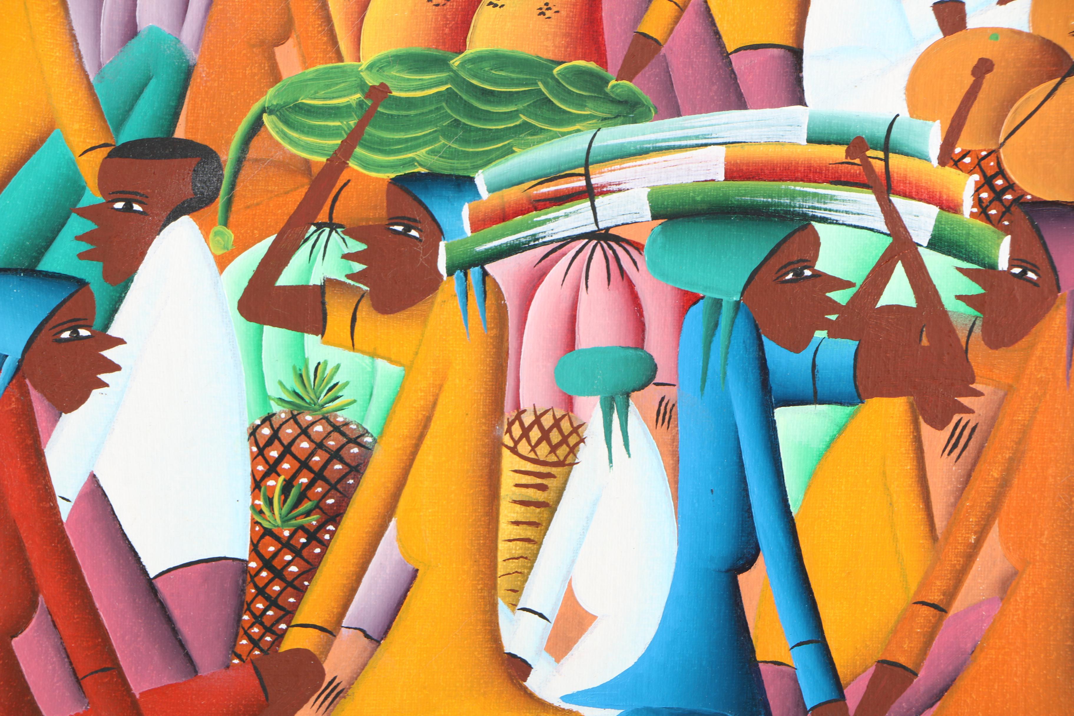 Yves St. Quitte Oil Painting on Canvas of a Market Scene