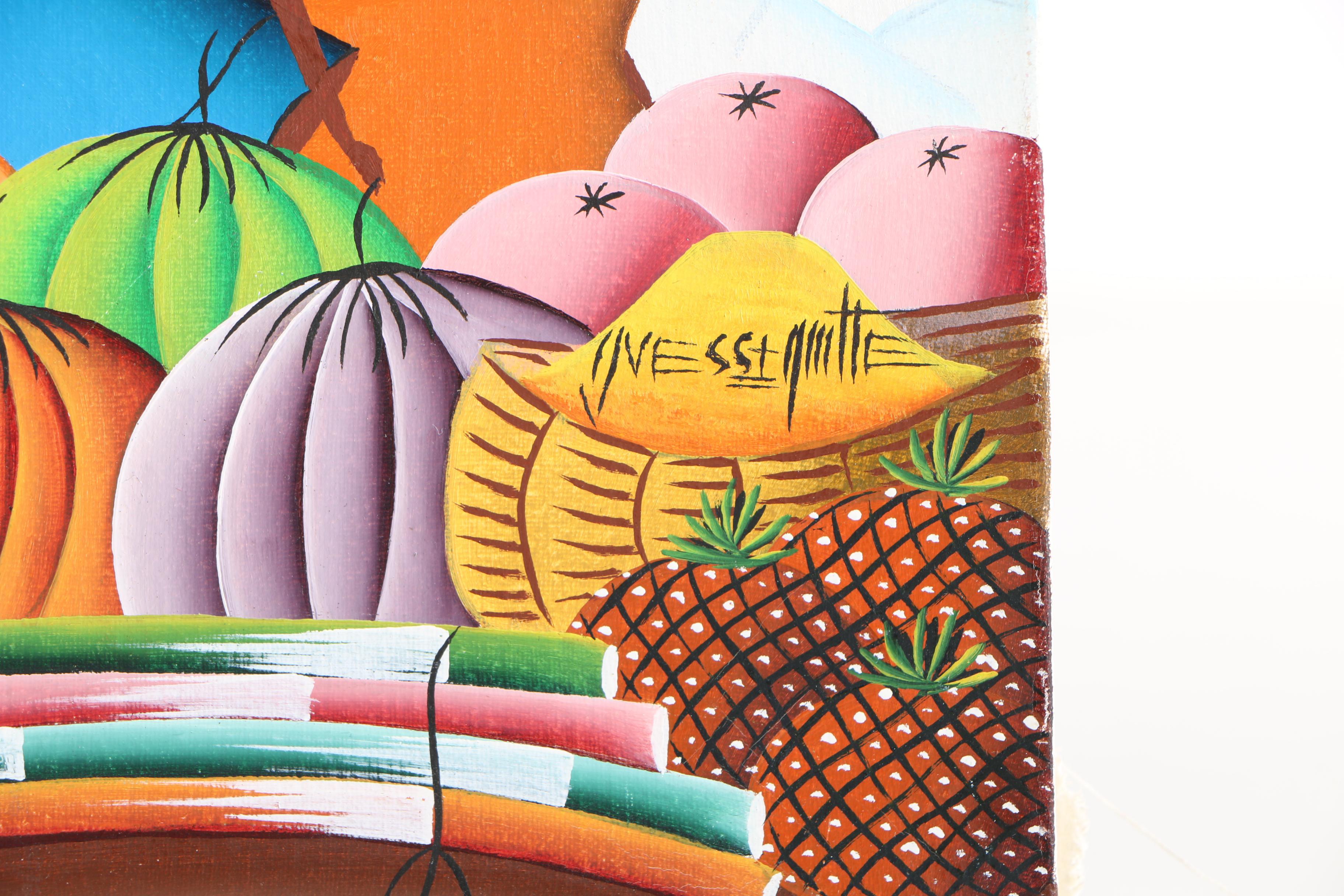 Yves St. Quitte Oil Painting on Canvas of a Market Scene