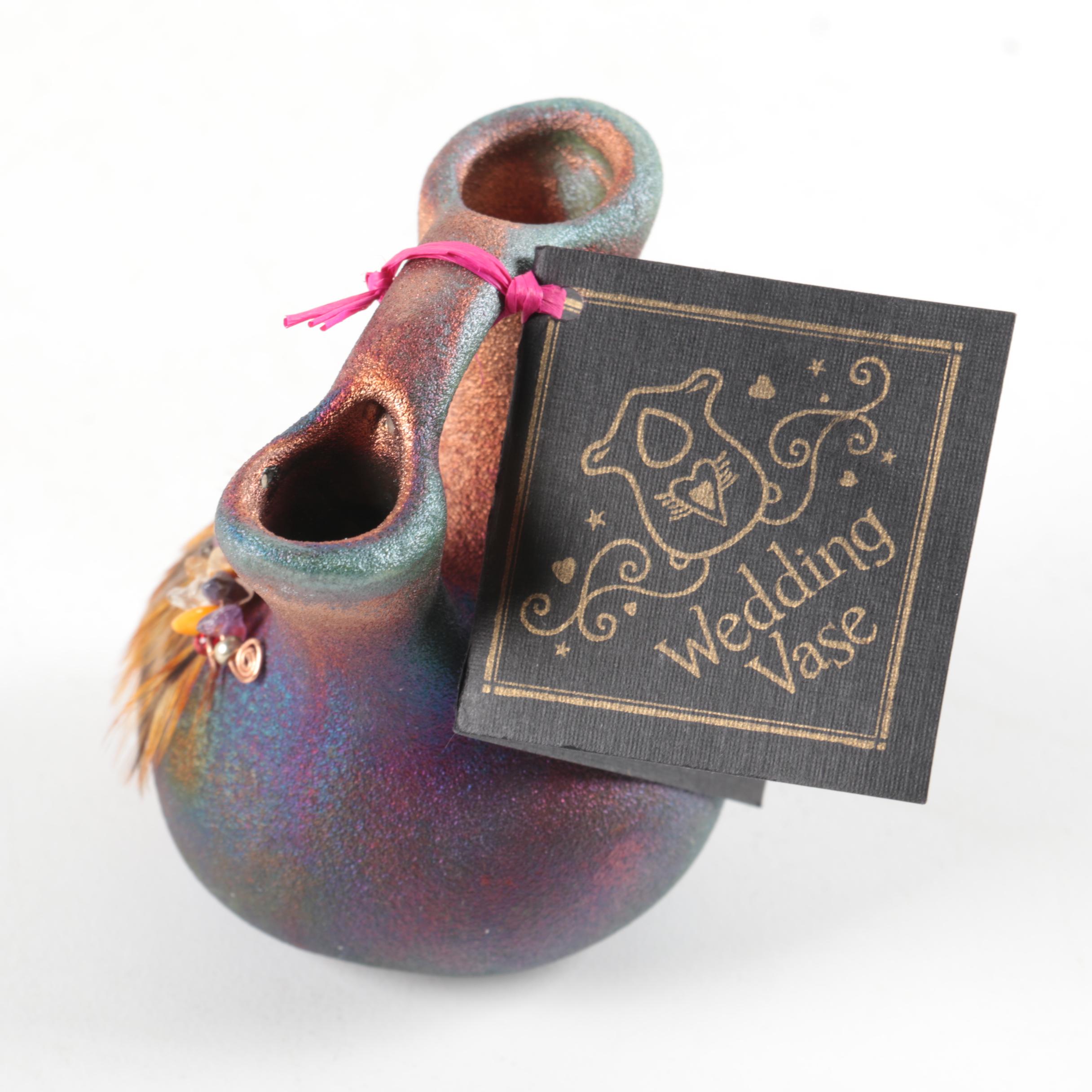 Embellished Raku Pottery Works Wedding Vase by Jeremy Diller