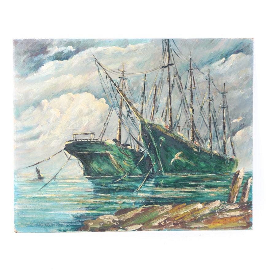 Nolan Pennell Oil on Board Sailing Ships