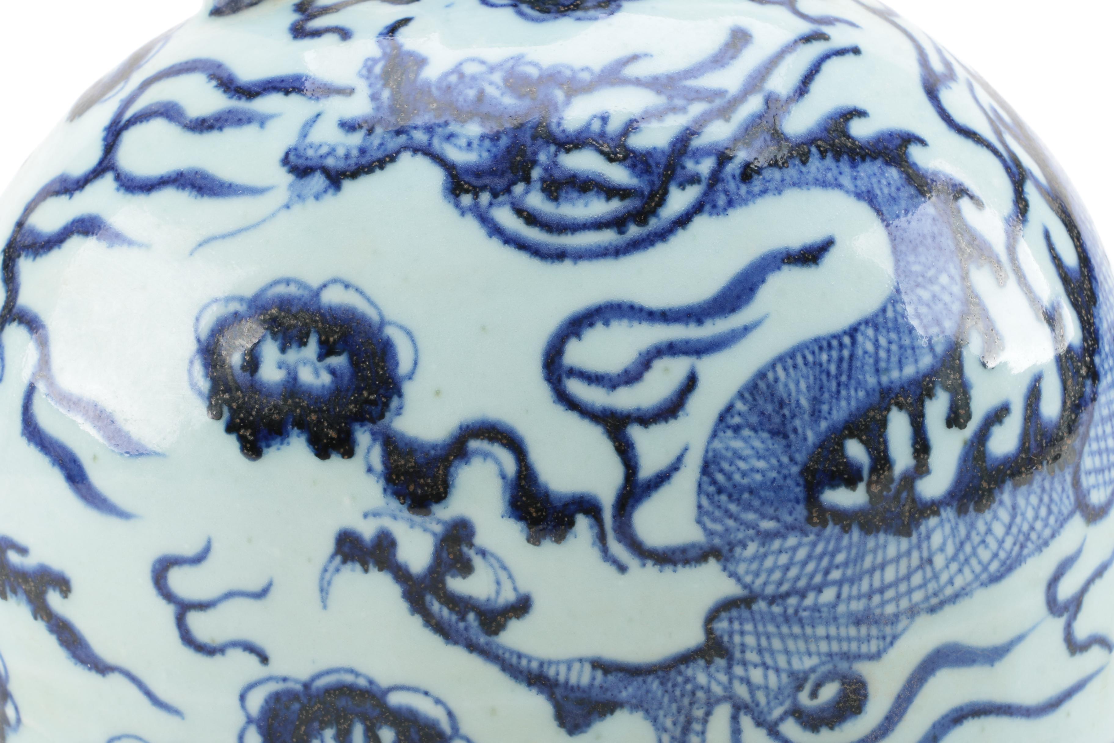 Chinese Blue and White Ceramic Dragon Vases