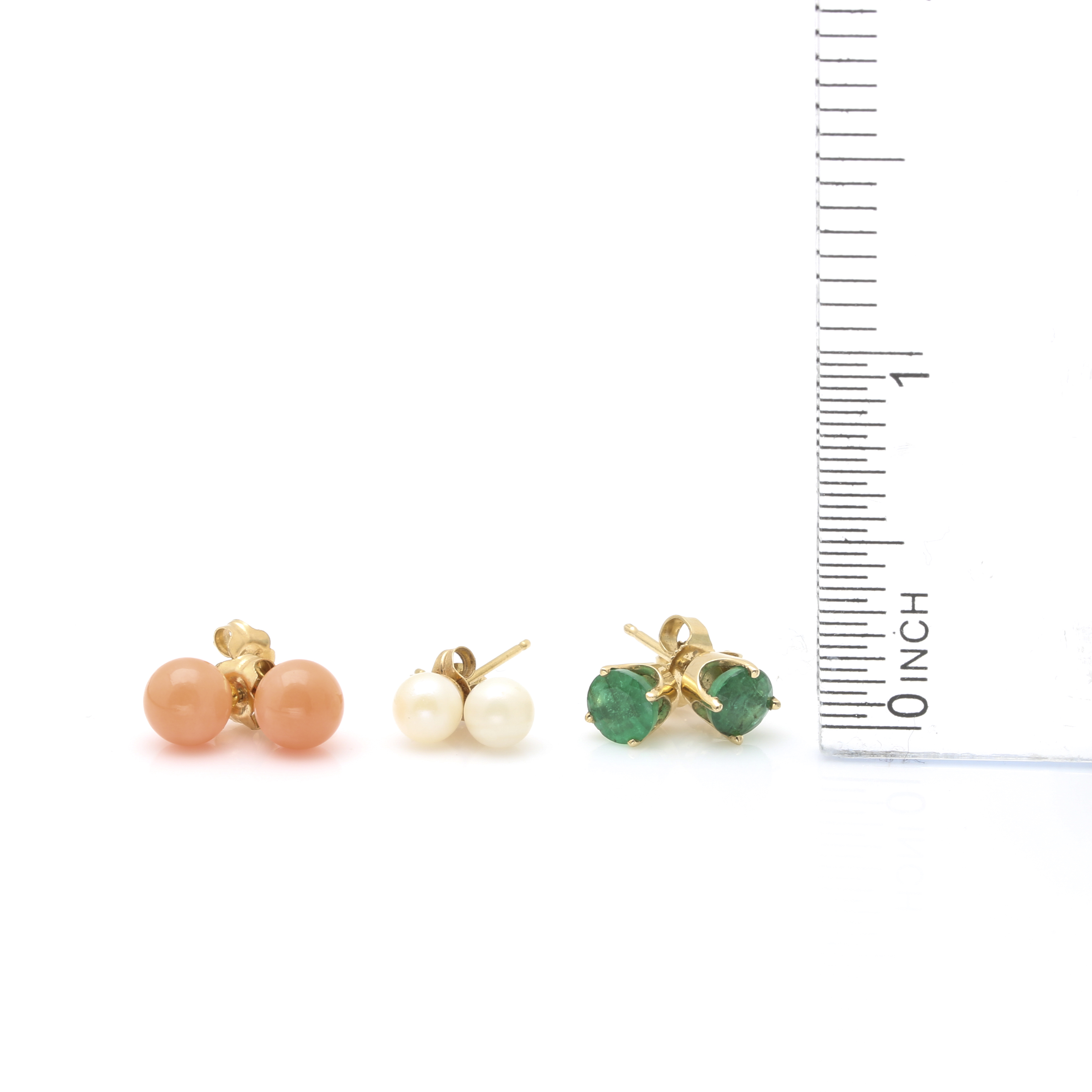 14K Yellow Gold Gemstone Stud Earrings