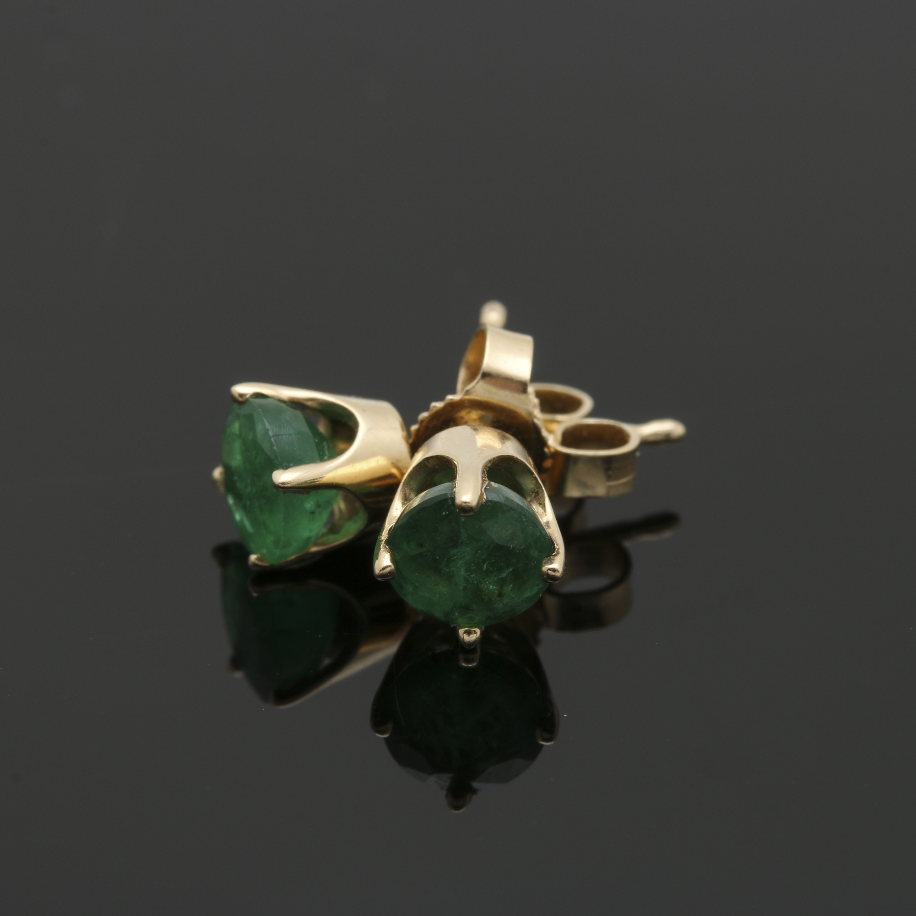 14K Yellow Gold Gemstone Stud Earrings