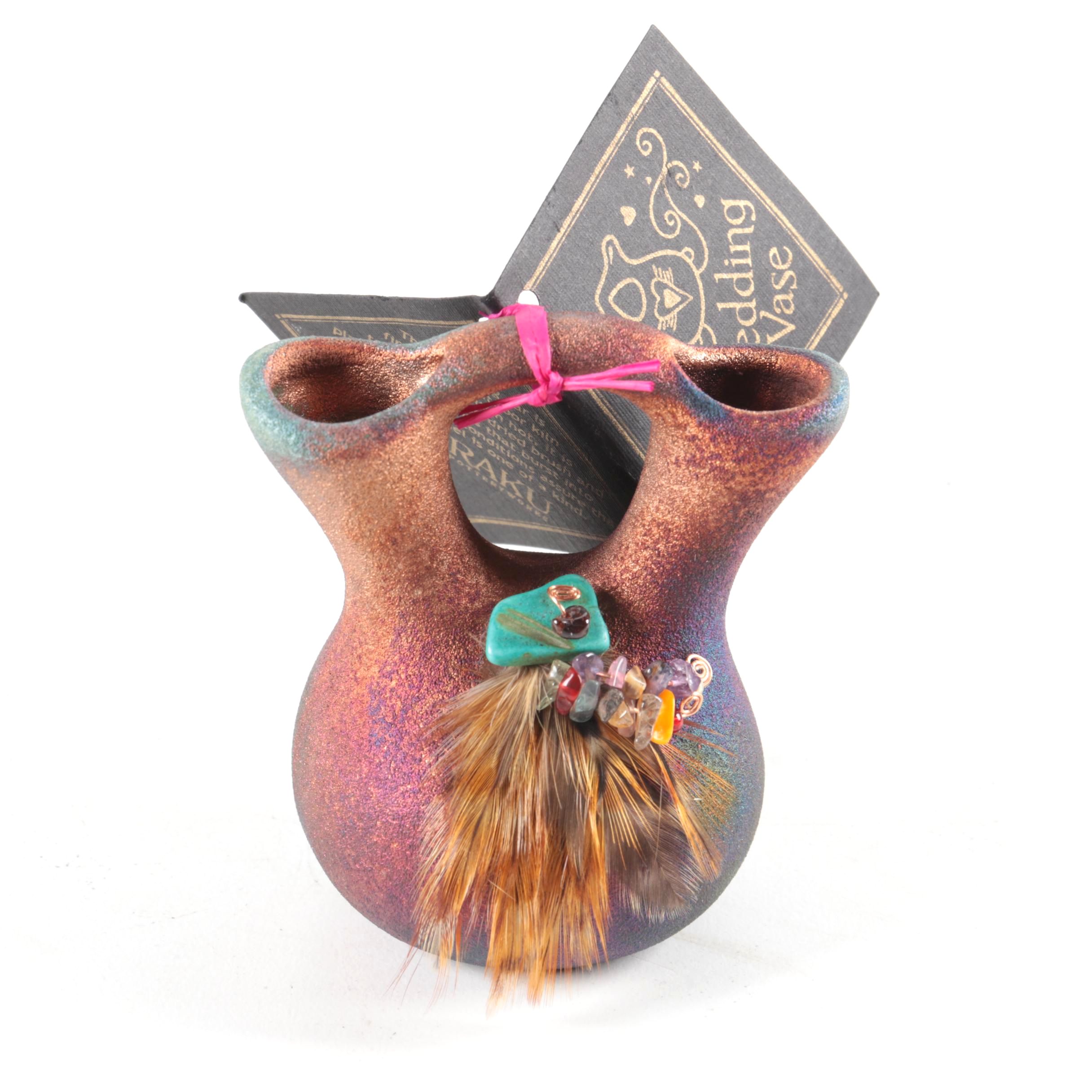 Embellished Raku Pottery Works Wedding Vase by Jeremy Diller