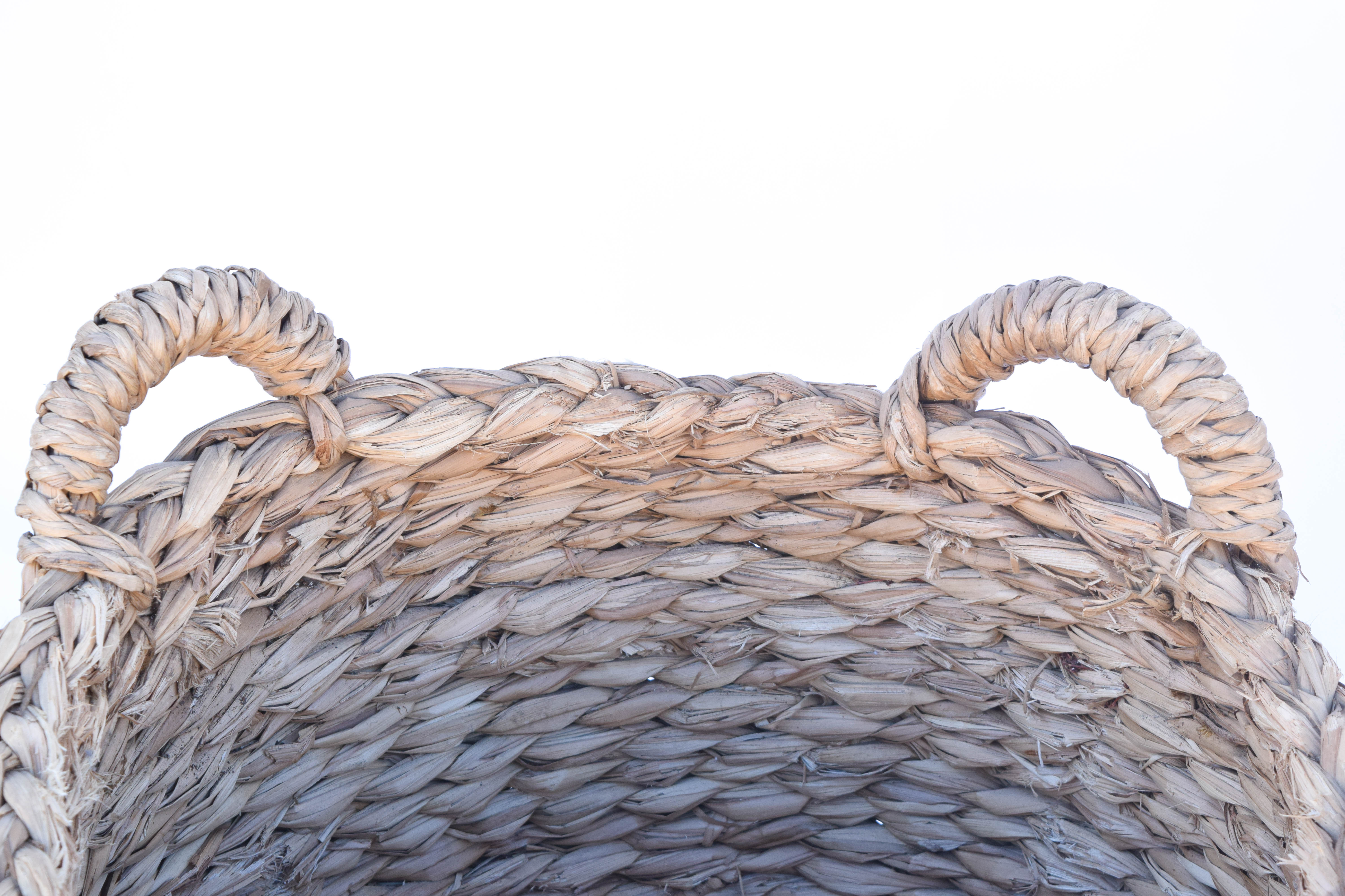 Restoration Hardware Woven Four Handle Seagrass Basket