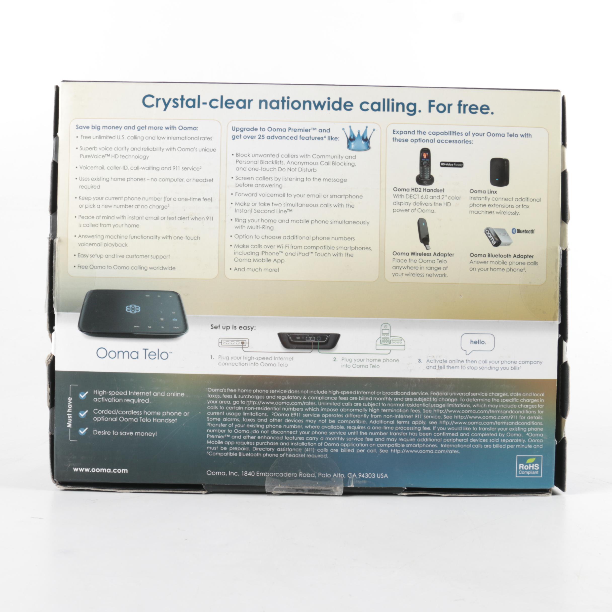 "Ooma Telo" Phone Service with Power Cord and Packaging