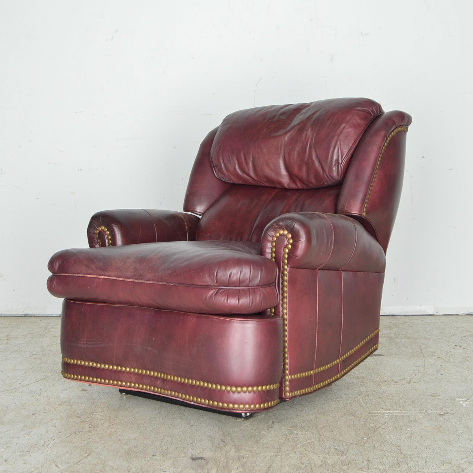 Vintage Burgundy Leather Recliner by Hancock & Moore