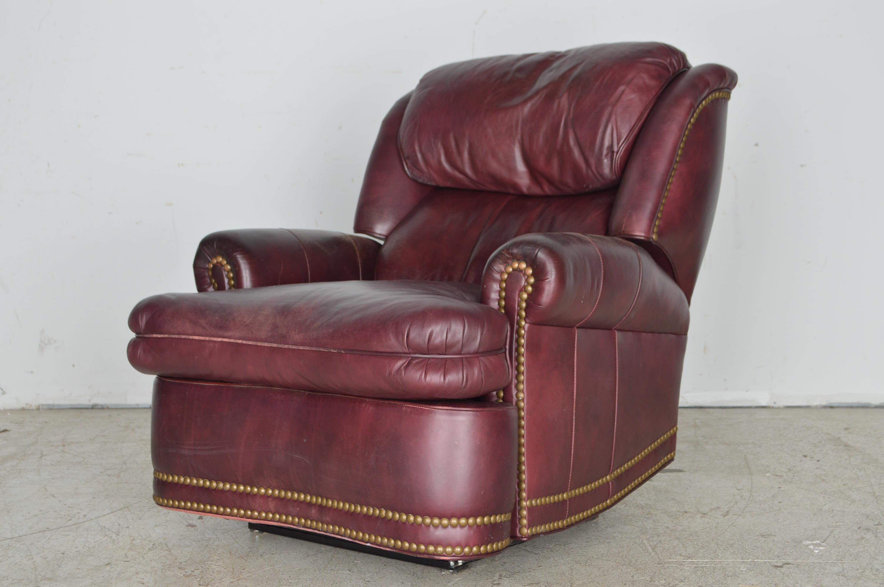 Vintage Burgundy Leather Recliner by Hancock & Moore