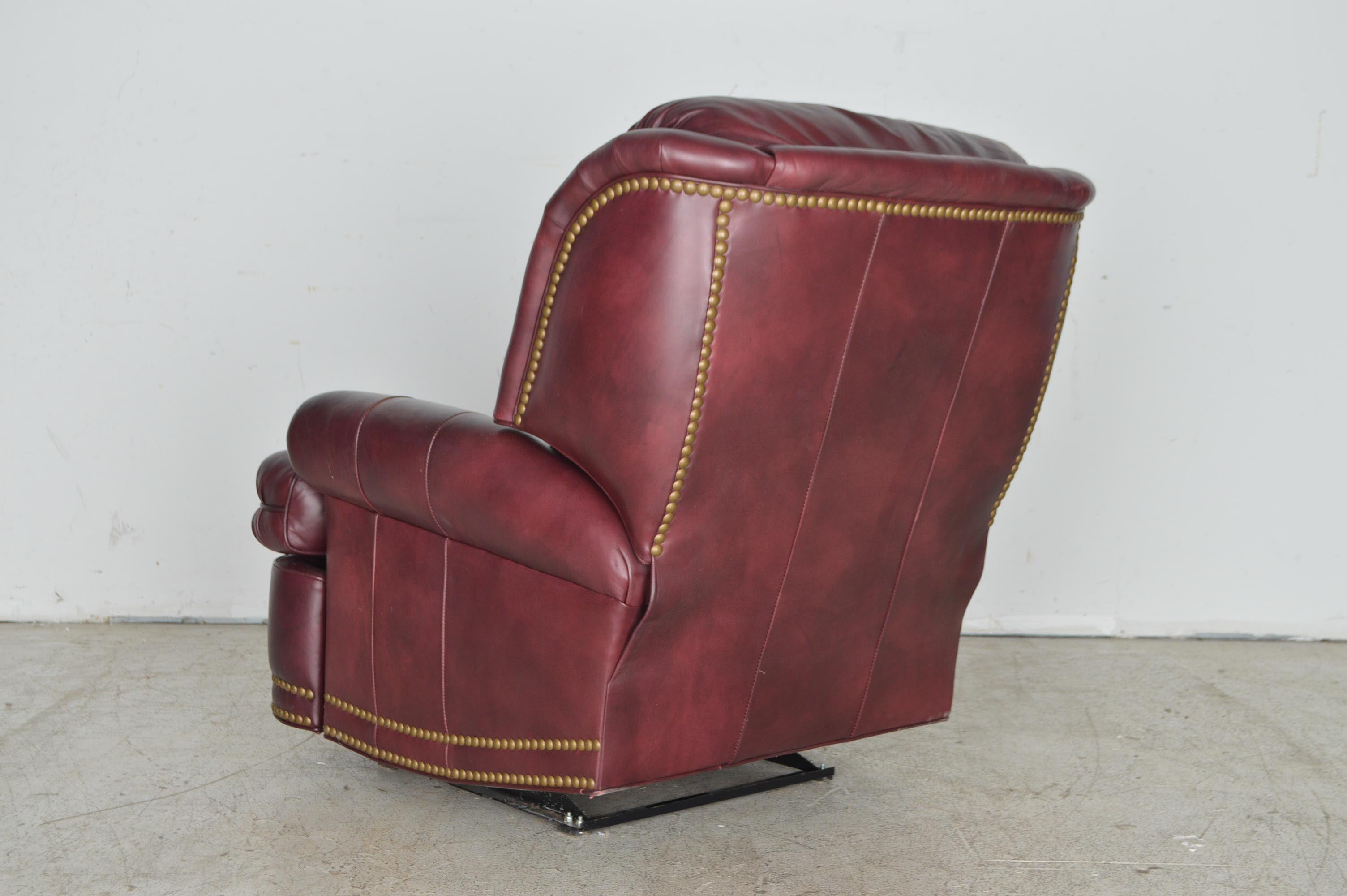 Vintage Burgundy Leather Recliner by Hancock & Moore