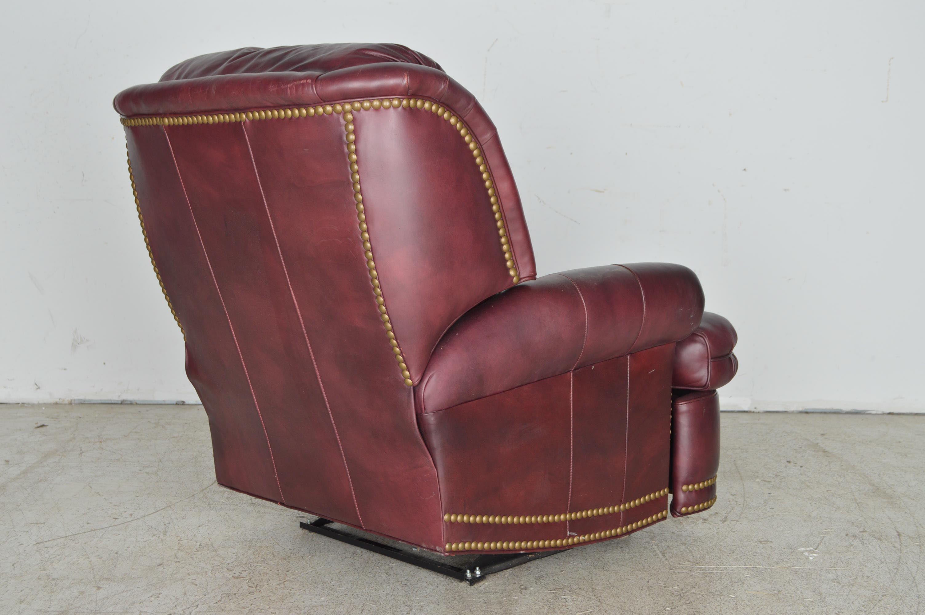 Vintage Burgundy Leather Recliner by Hancock & Moore