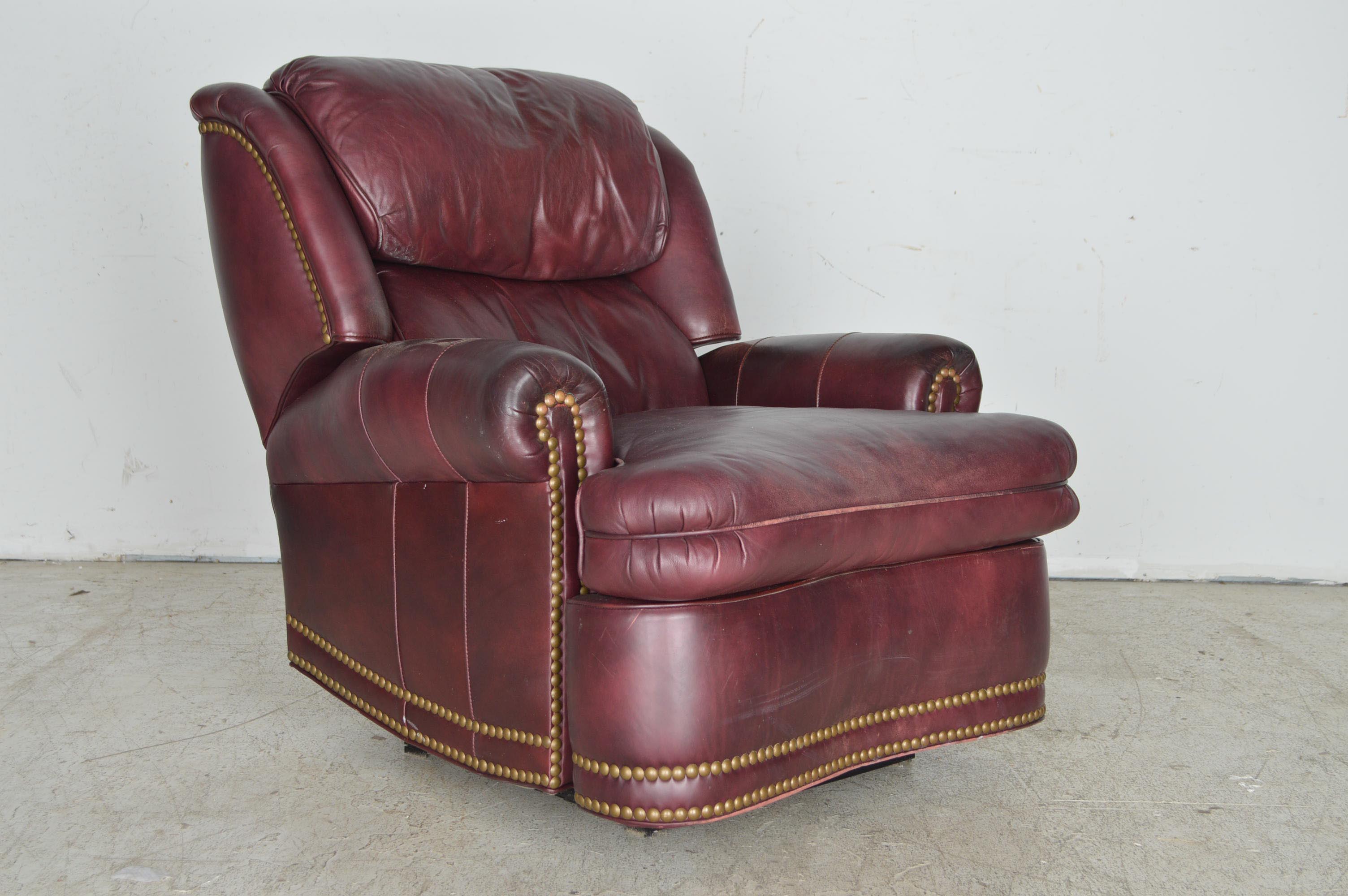 Vintage Burgundy Leather Recliner by Hancock & Moore
