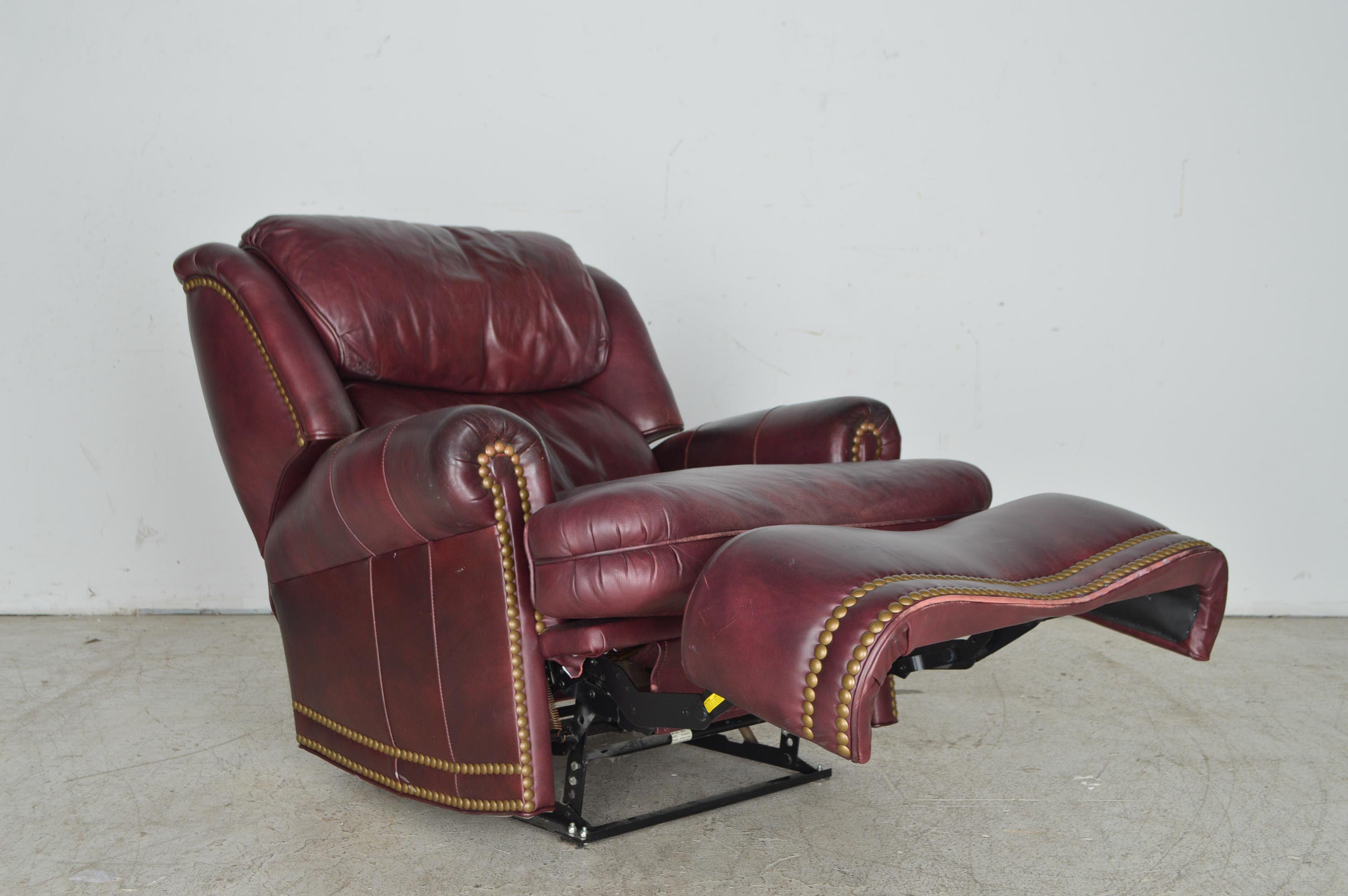 Vintage Burgundy Leather Recliner by Hancock & Moore