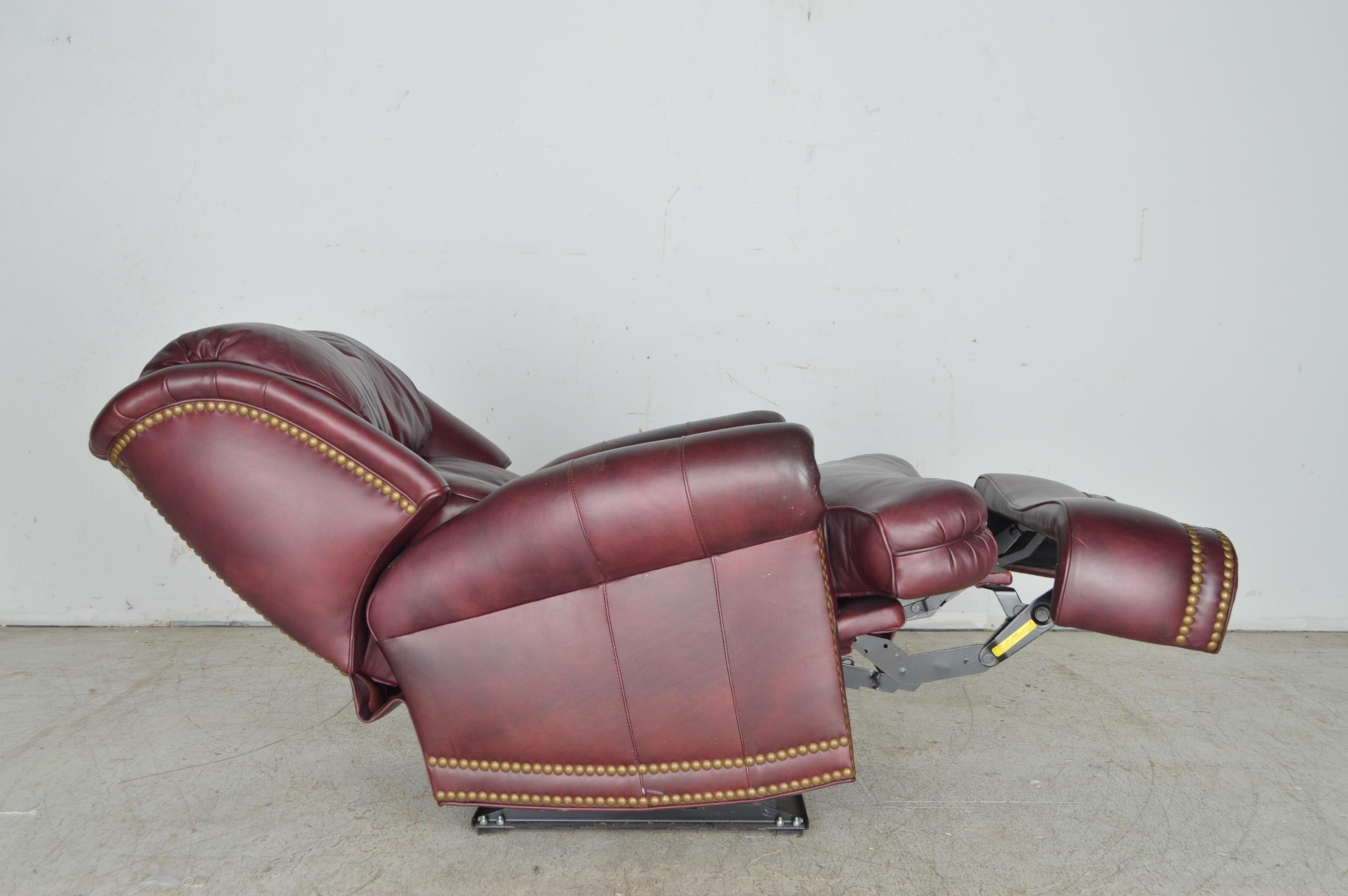 Vintage Burgundy Leather Recliner by Hancock & Moore