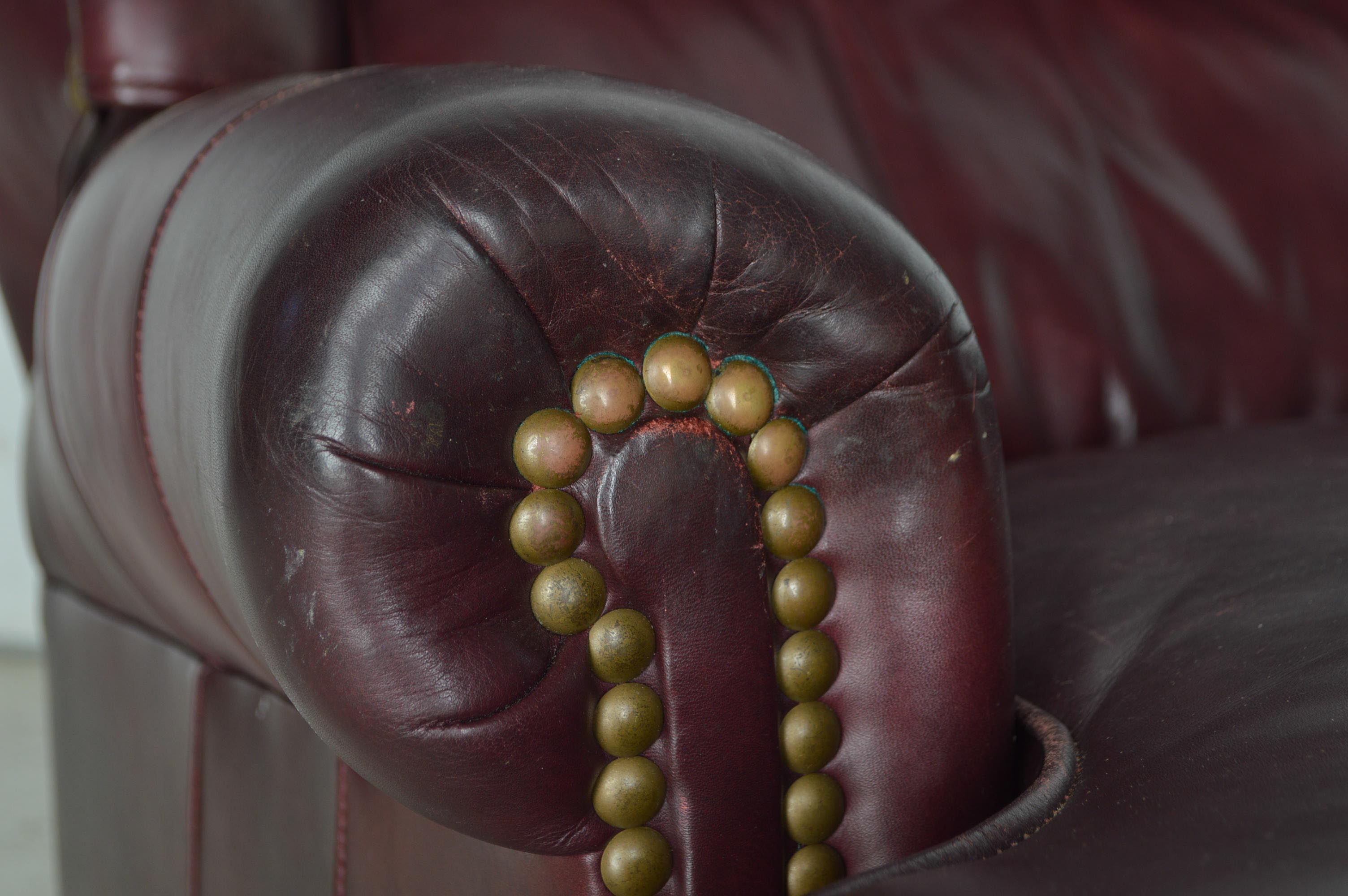 Vintage Burgundy Leather Recliner by Hancock & Moore