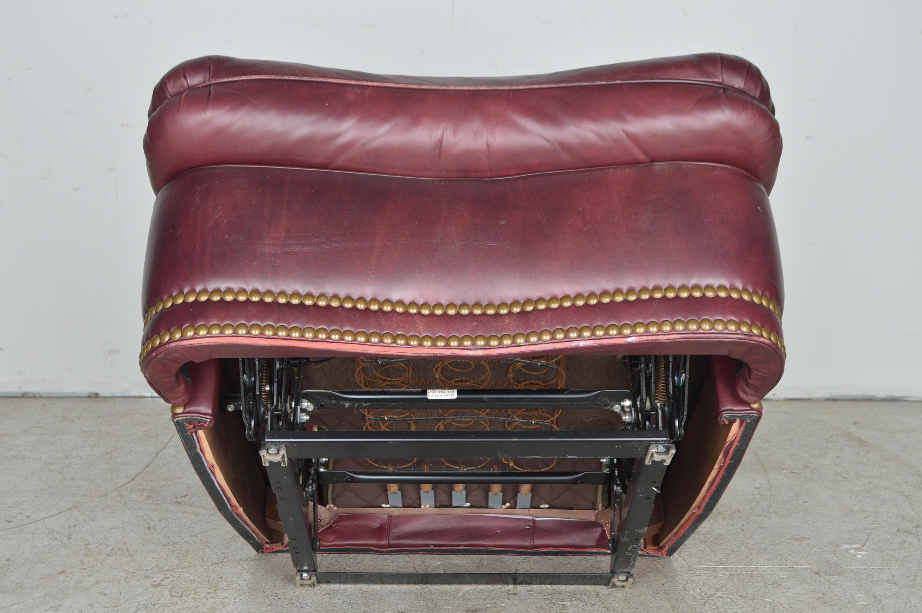 Vintage Burgundy Leather Recliner by Hancock & Moore