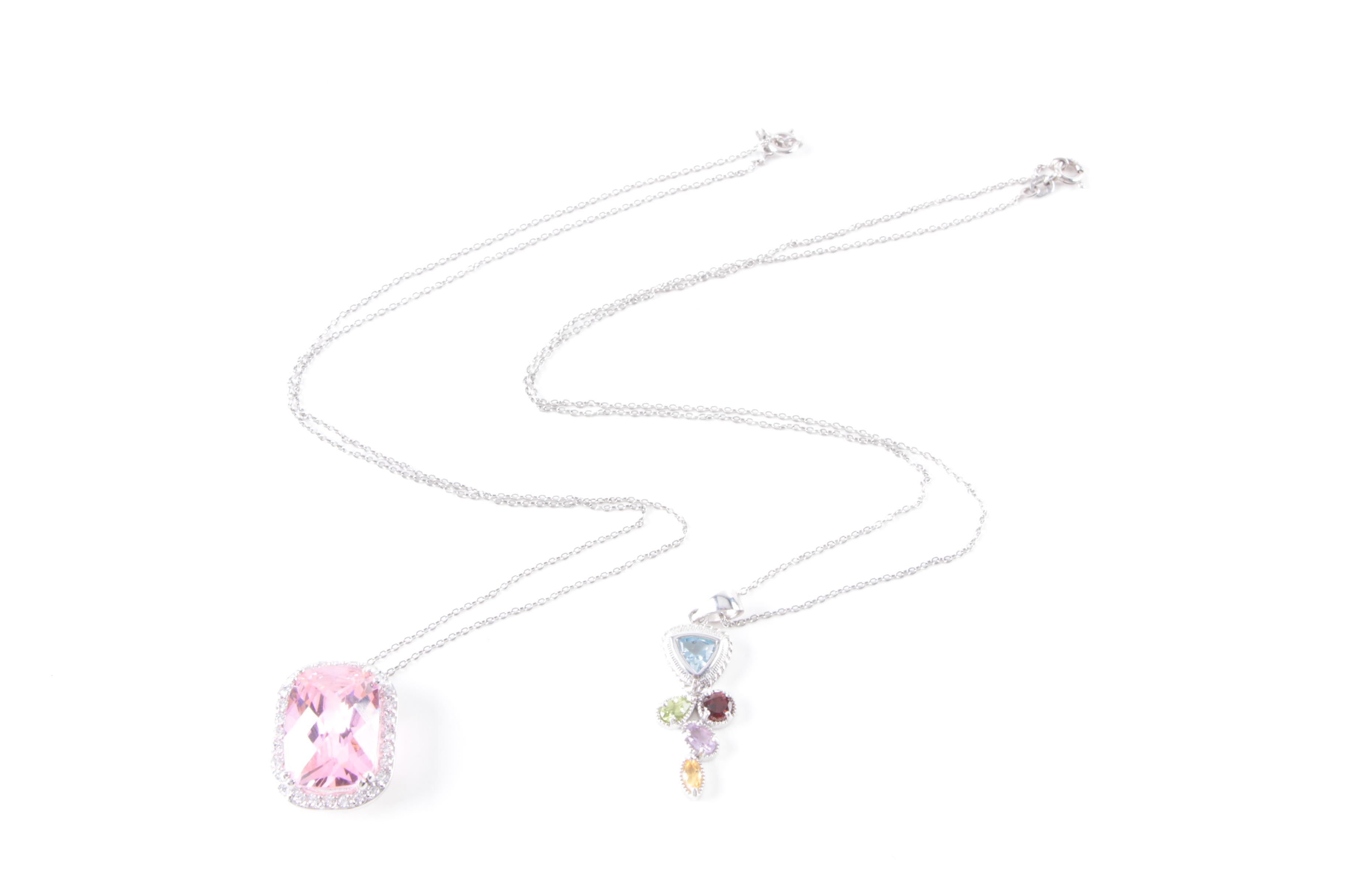 Sterling Silver Necklaces and Earrings with Mixed Stones