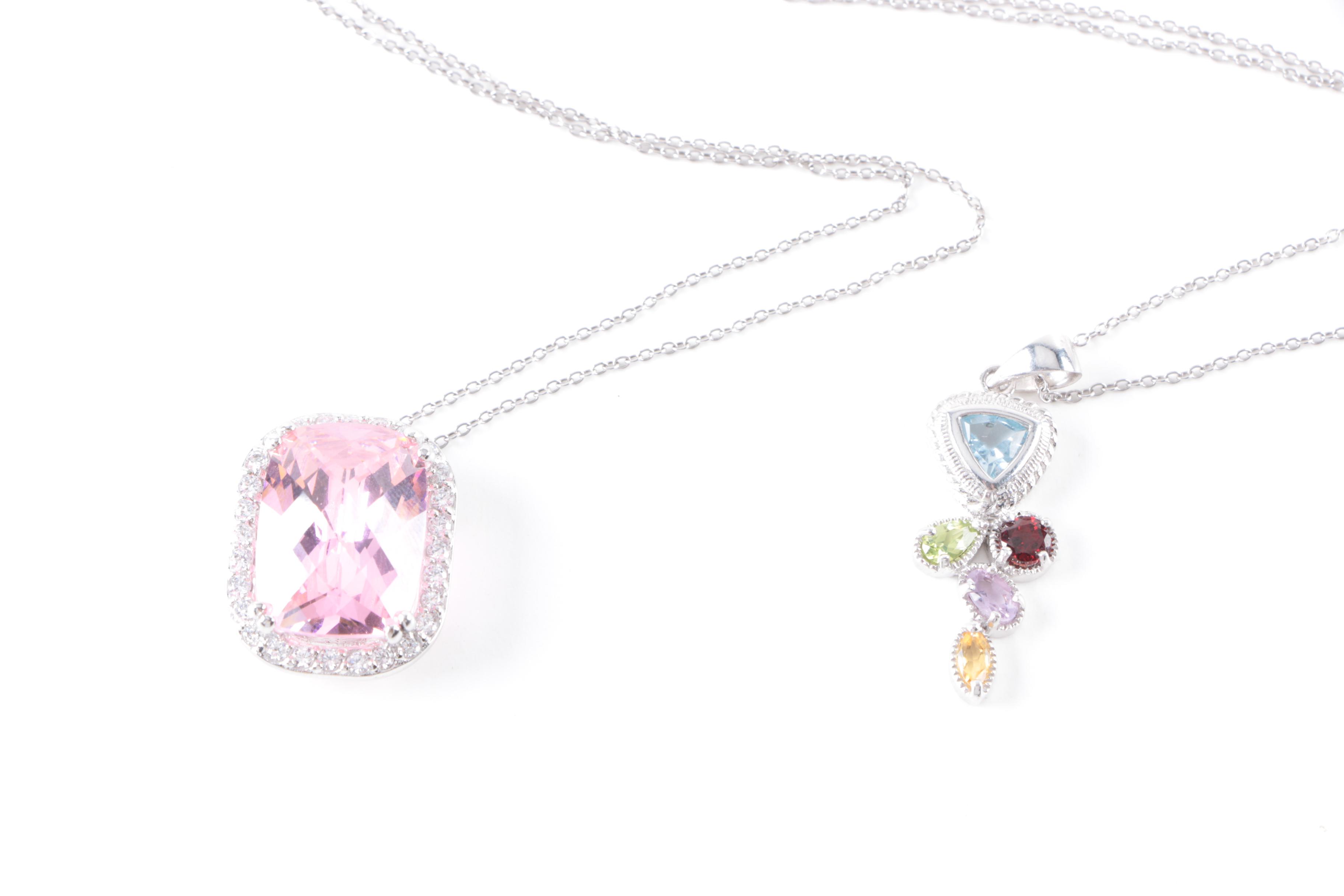 Sterling Silver Necklaces and Earrings with Mixed Stones