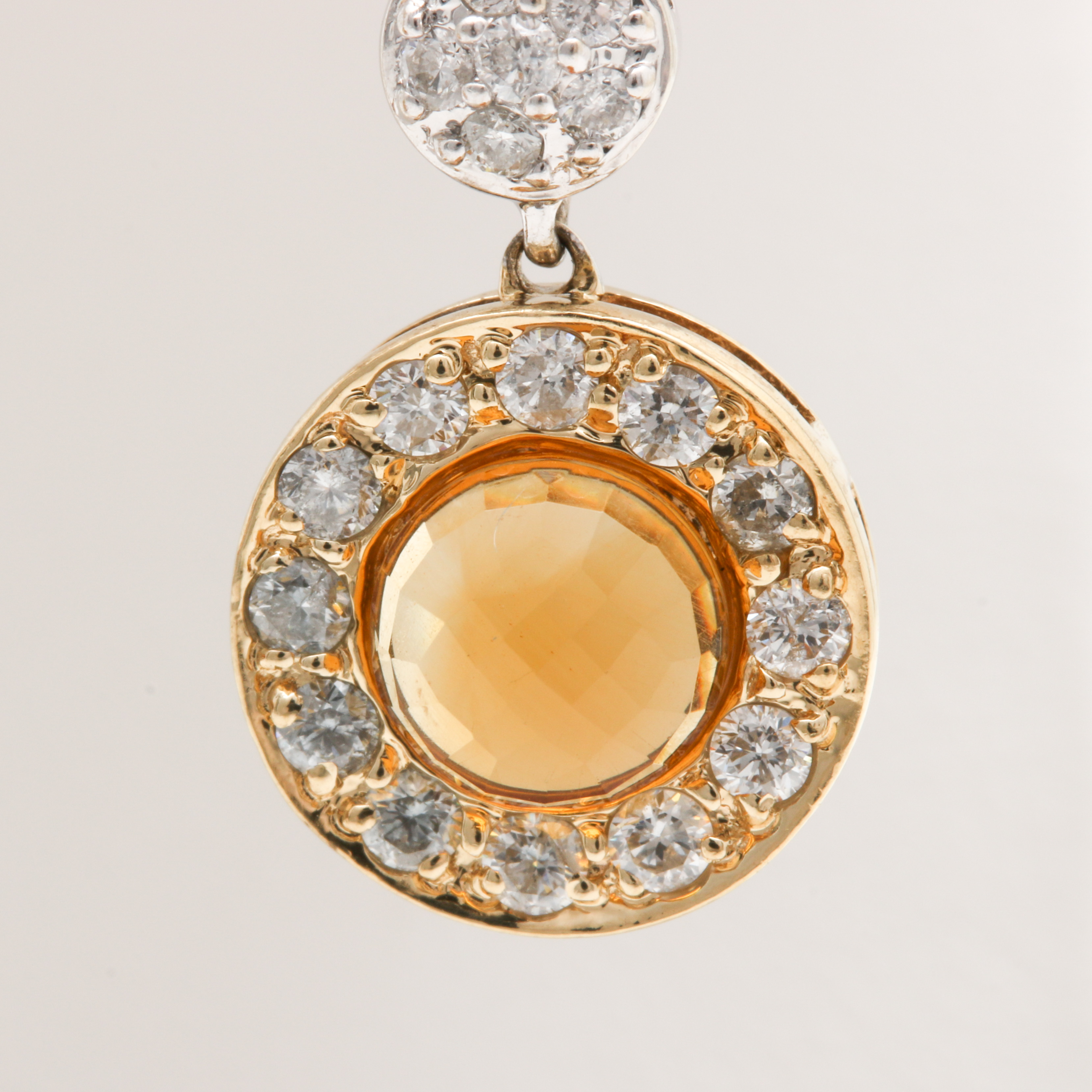 14K Yellow Gold Spessartine Garnet, Citrine and 1.15 CTW Diamond Earrings