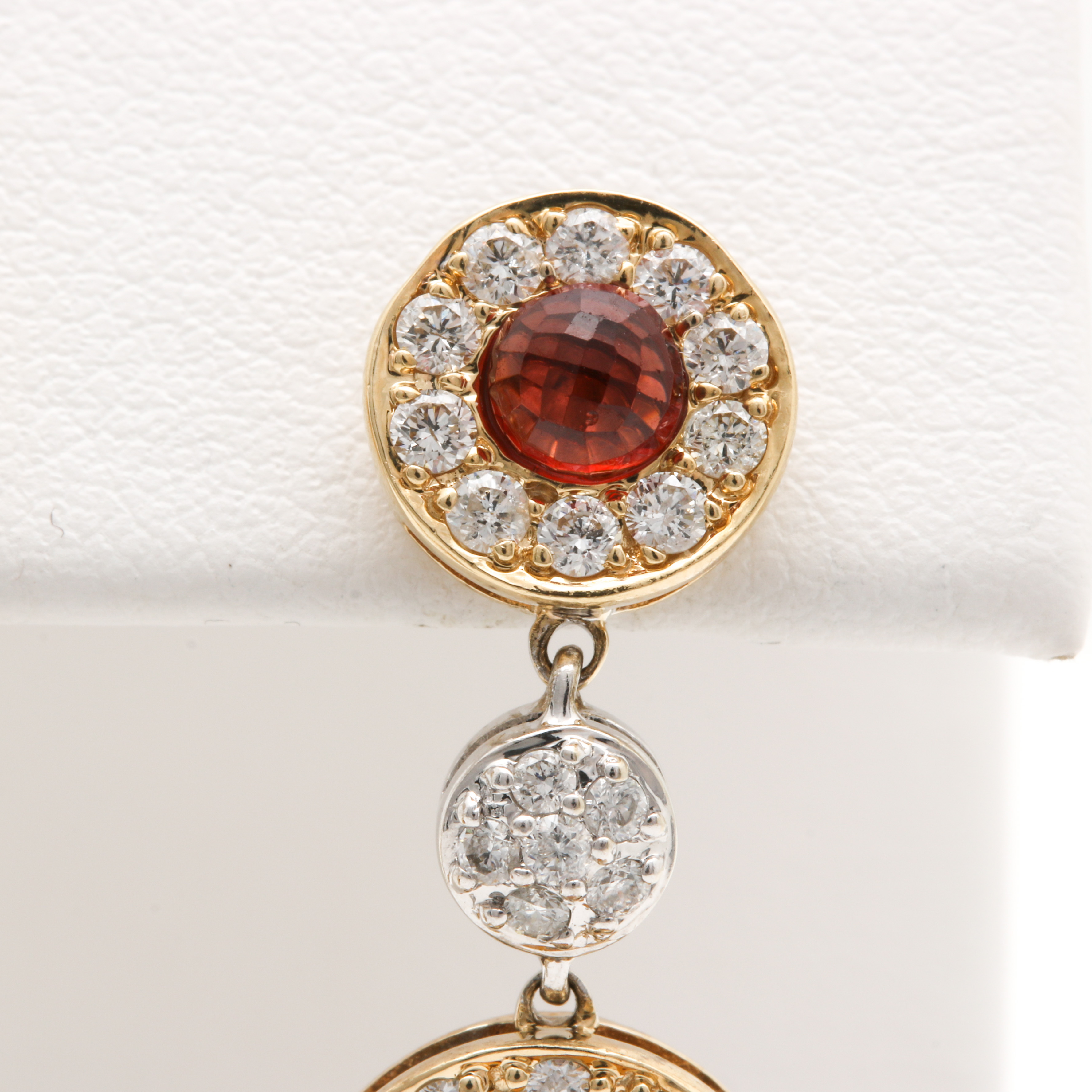 14K Yellow Gold Spessartine Garnet, Citrine and 1.15 CTW Diamond Earrings