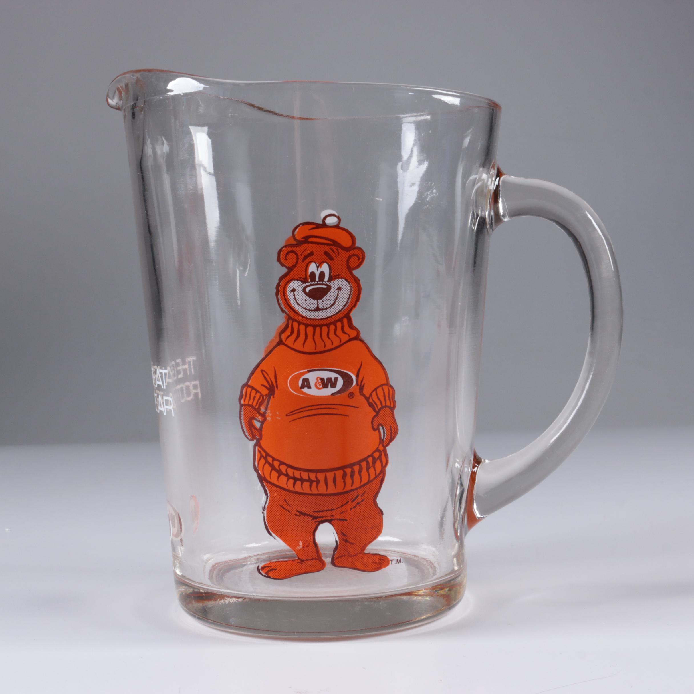 Vintage A&W Restaurant "Rooty" Glasses and Pitcher