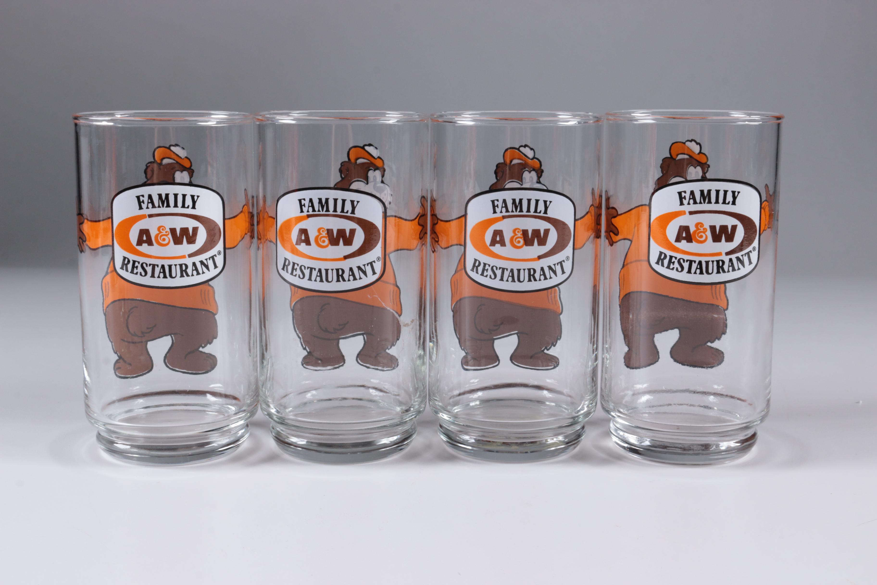 Vintage A&W Restaurant "Rooty" Glasses and Pitcher
